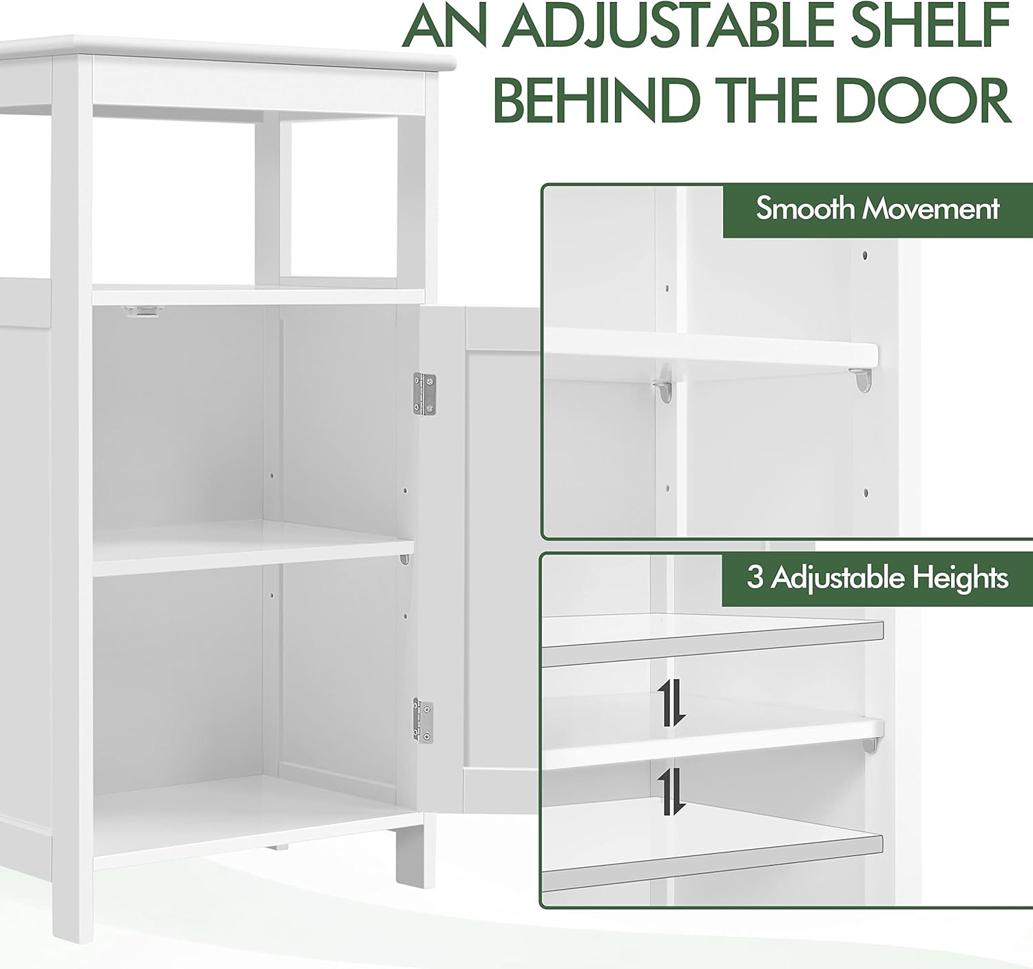 Yaheetech Mobile da Bagno 45x30x83.5cm, Bianco - immagine 8