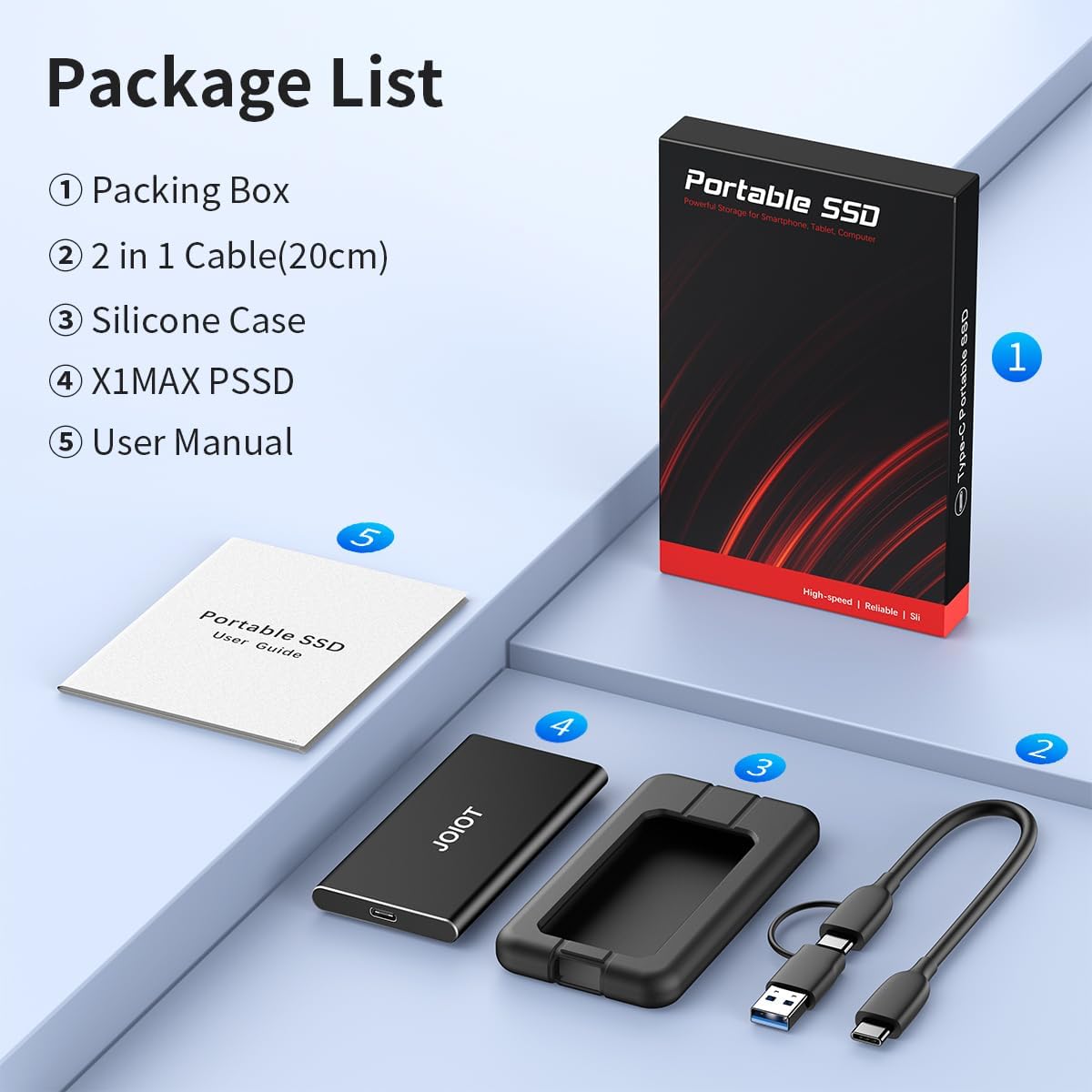 Joiot 1TB SSD Esterno Portatile USB-C, Nero - immagine 4