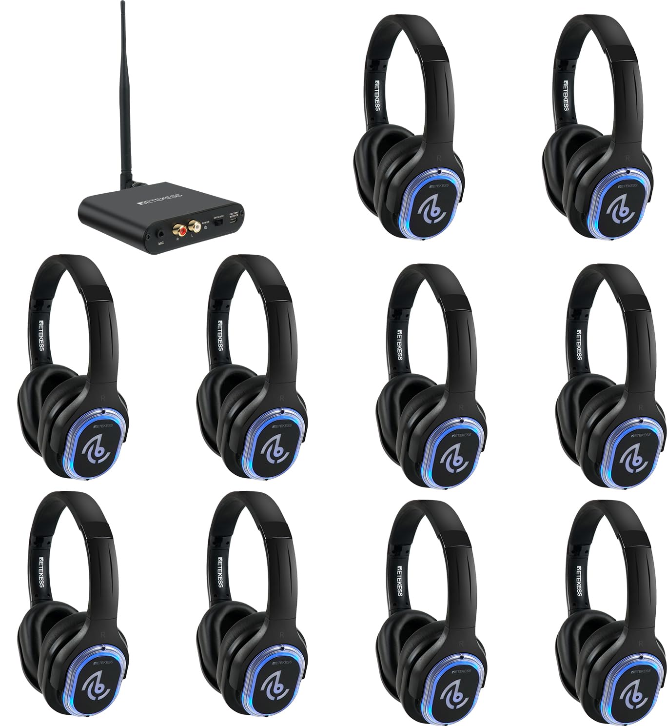Retekess TA004 - Set Cuffie Silent Disco 10 Pezzi