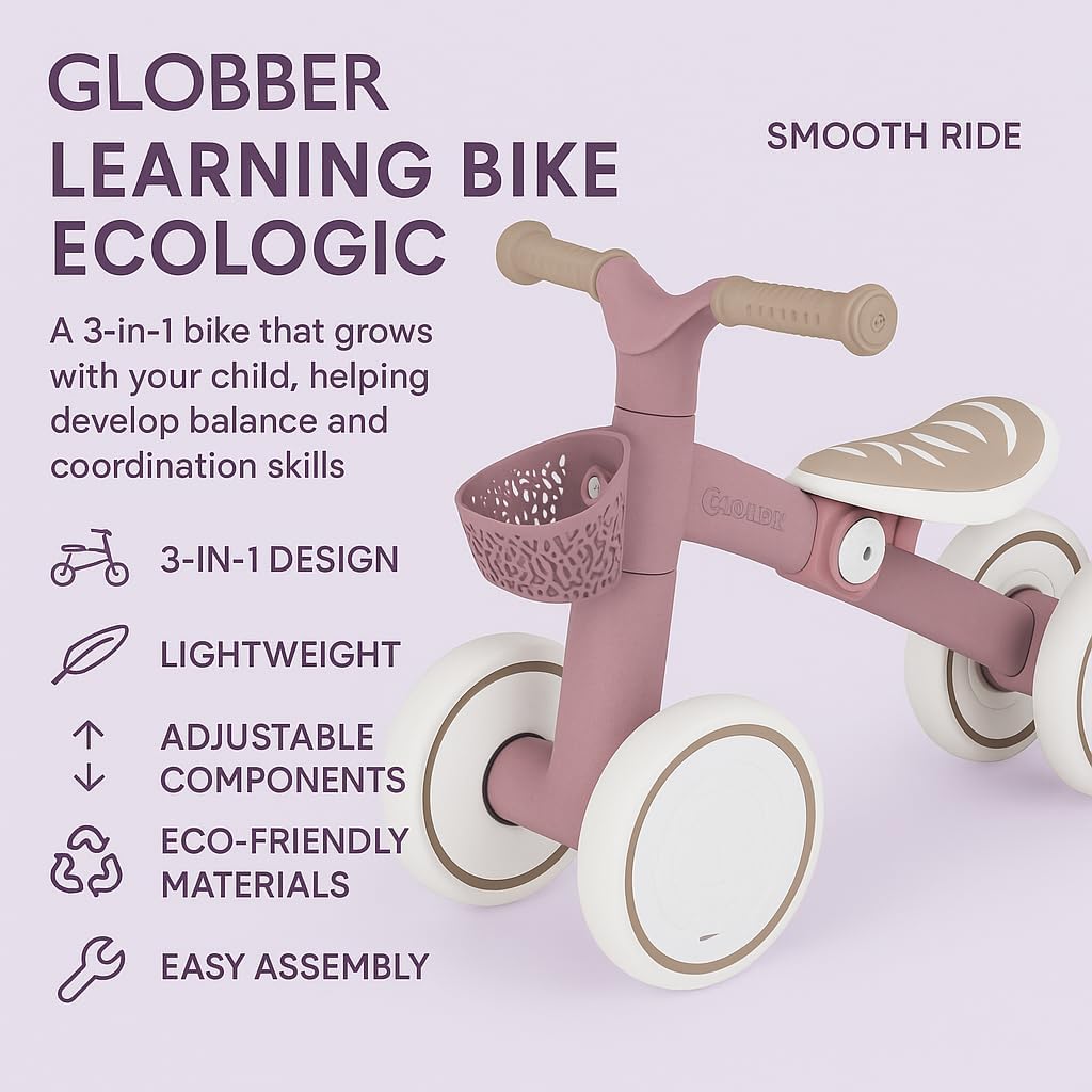 Globber - Portatore Learning Bike ECO - Rosa Berry, da 1 a 3 anni - immagine 2
