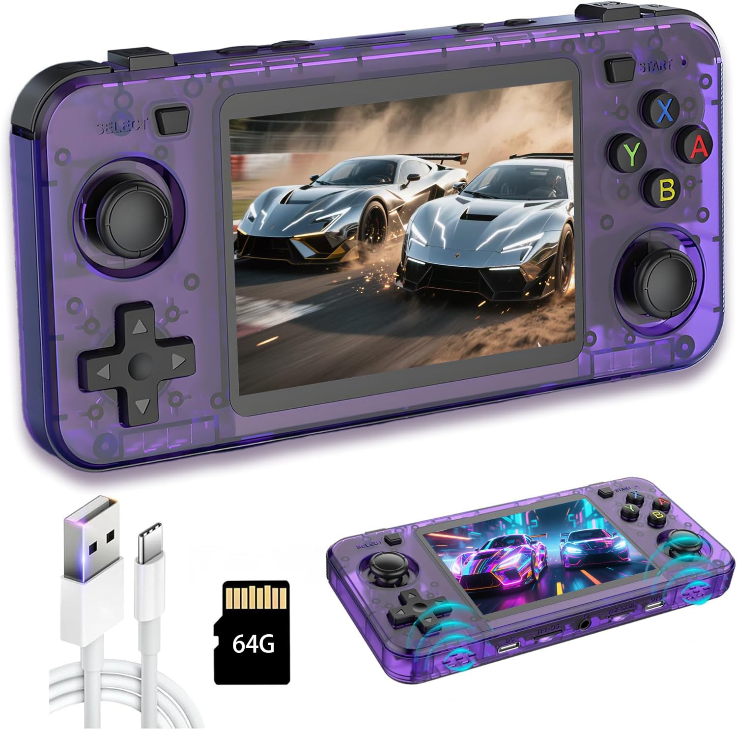 Nuova Console da Gioco R36H Portatile 3.5" IPS, Lila