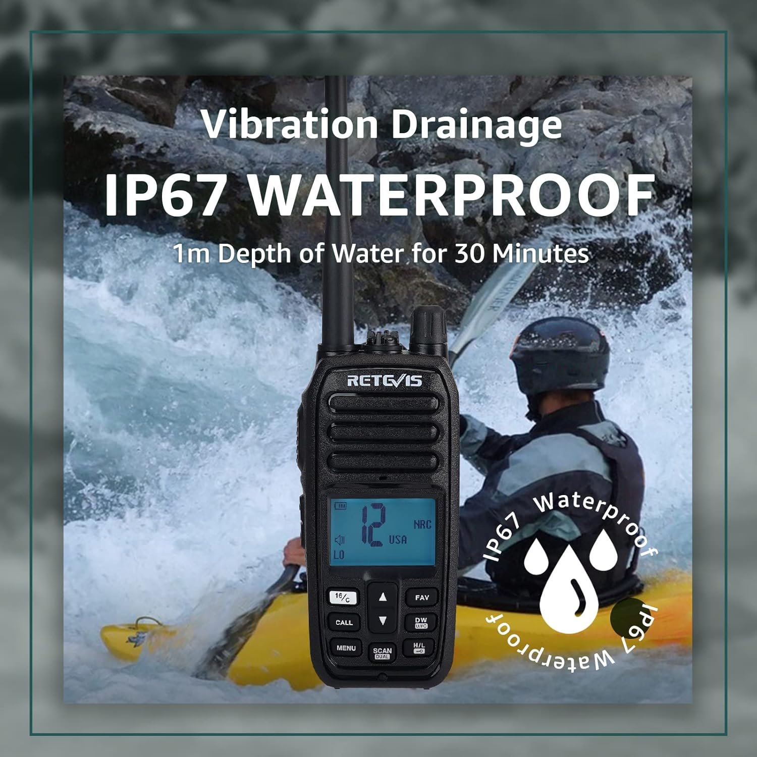 Retevis RM21 Radio Marina Palmare IP67, Nero - immagine 2