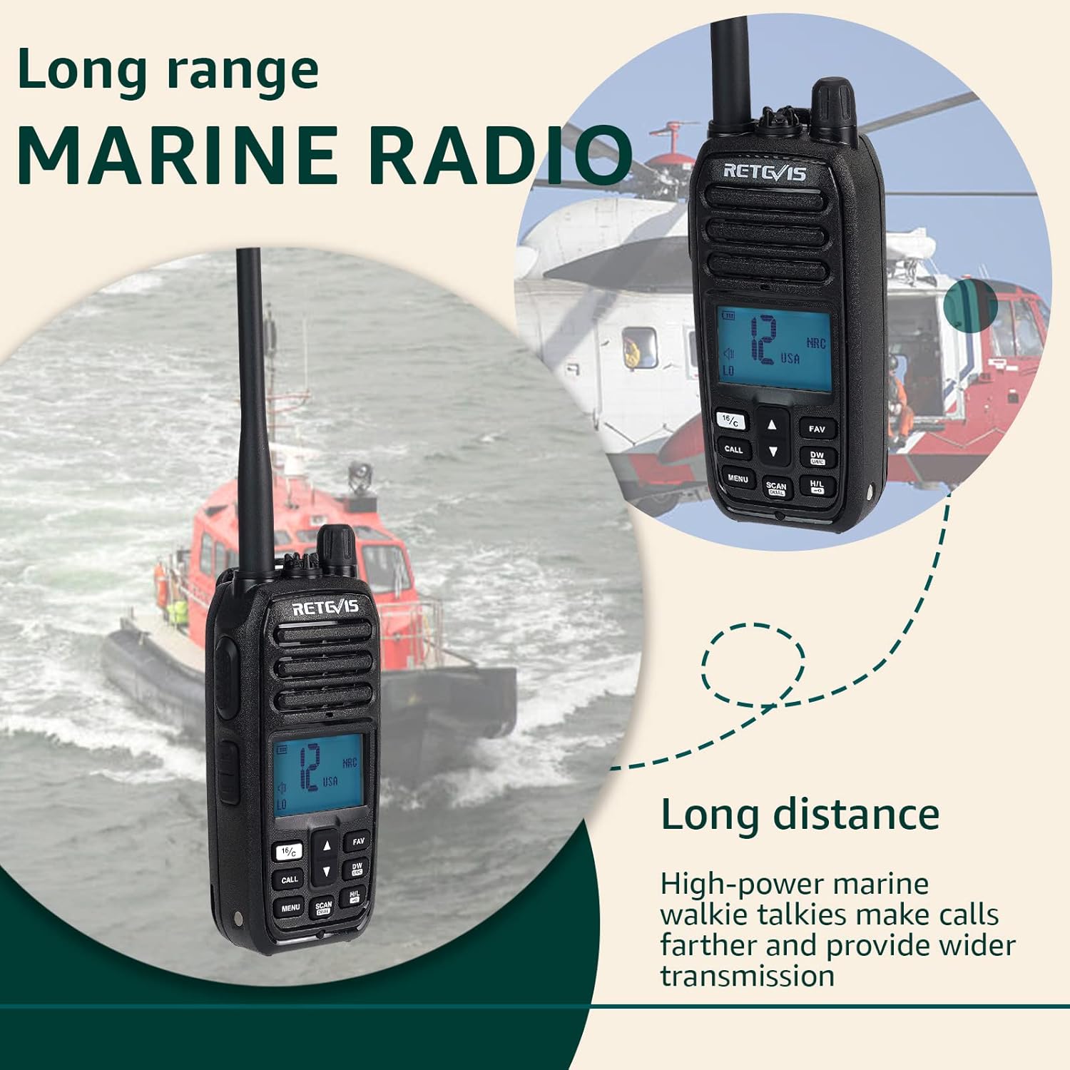 Retevis RM21 Radio Marina Palmare IP67, Nero - immagine 4