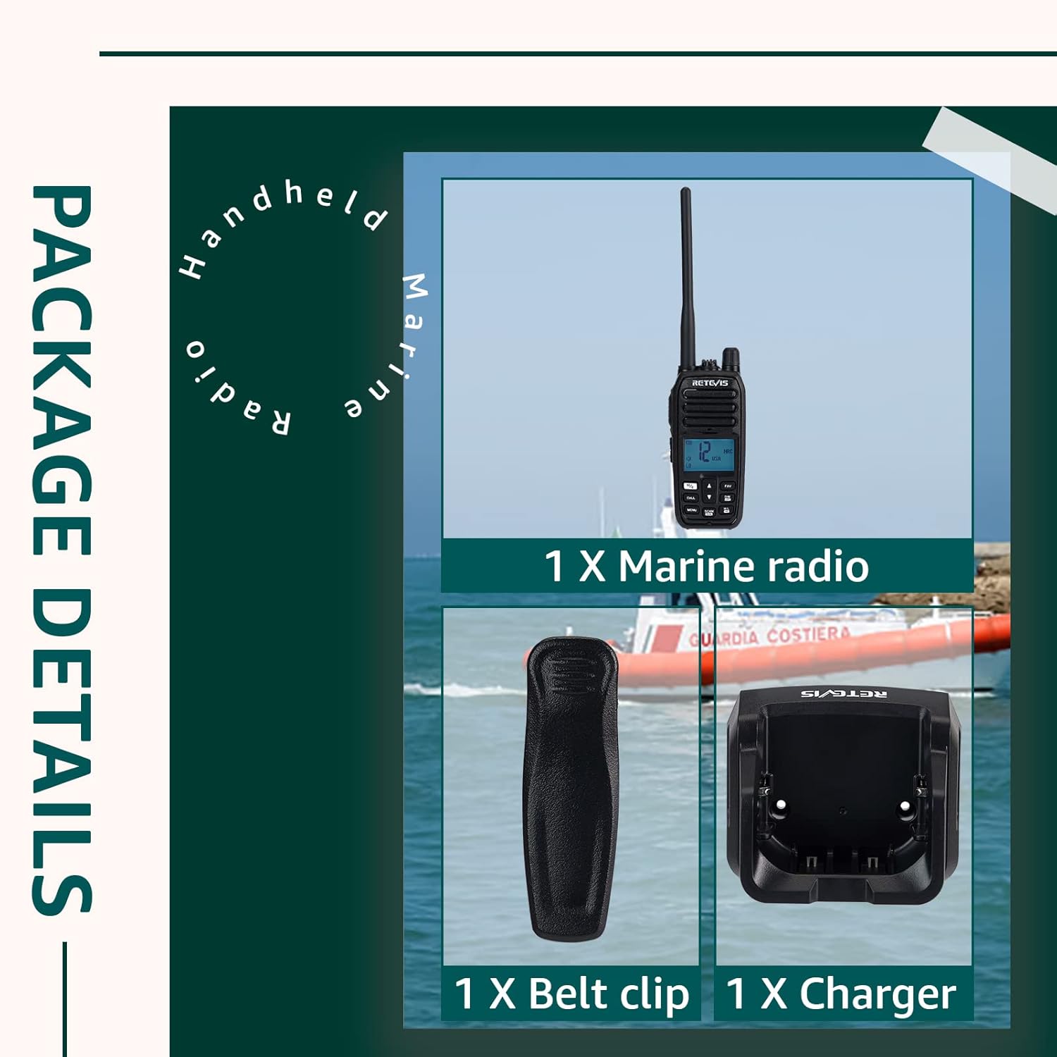Retevis RM21 Radio Marina Palmare IP67, Nero - immagine 7