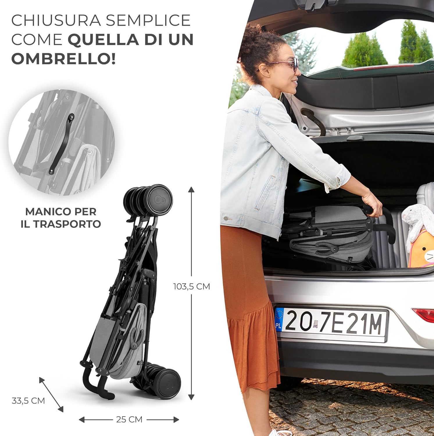 Kk Kinderkraft Passeggino Leggero SIESTA, Grigio - immagine 2