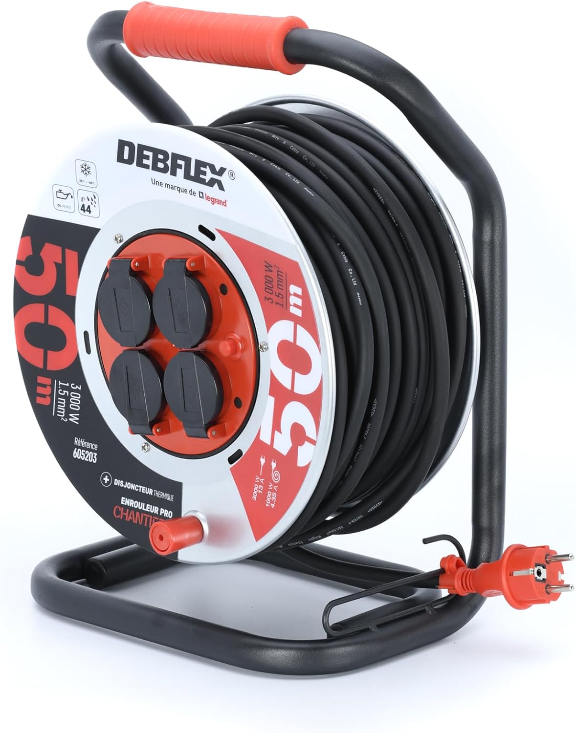 Debflex - Avvolgitore HO7RN-F 3G1,5-4 Prese IP44 25M