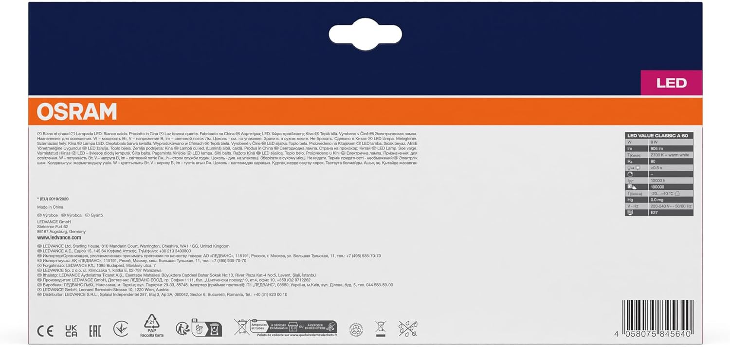 Osram LED Star VALUE A60 - 60 Lampadine E27 8W - immagine 5