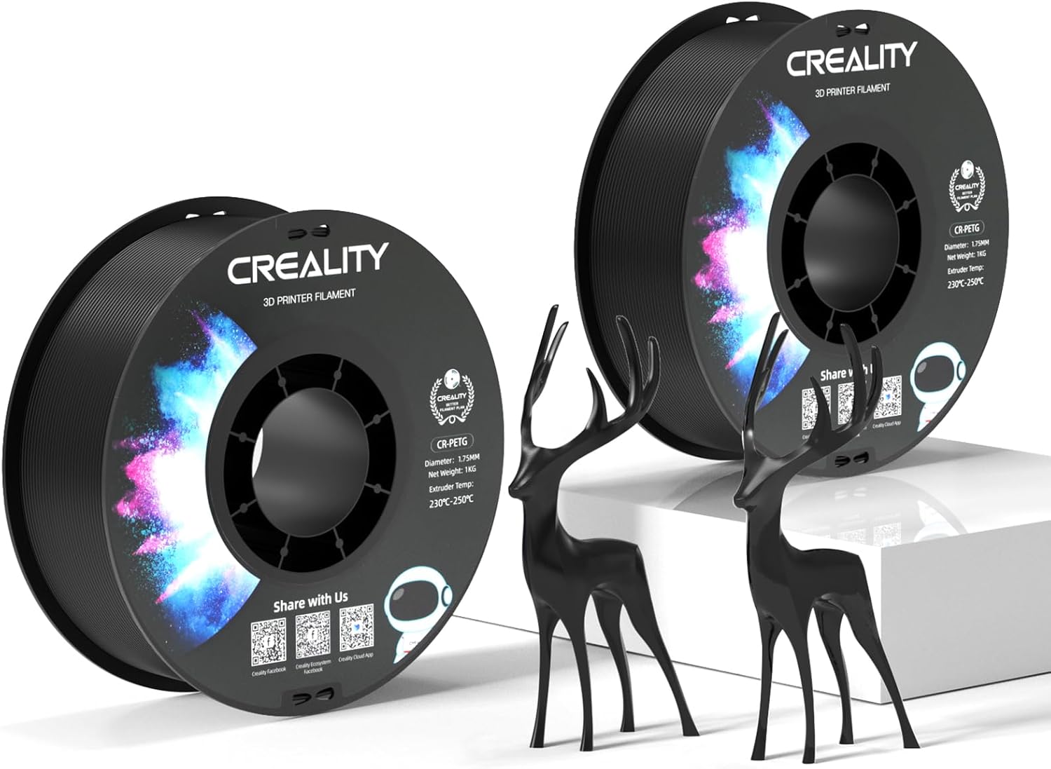 Creality Official Filamento PETG Nero 1.75mm 2Kg - immagine 1