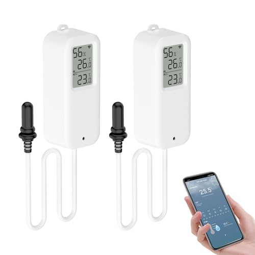 eMylo Sensore Temperatura Wifi con Sonda Esterna (2 Pack)
