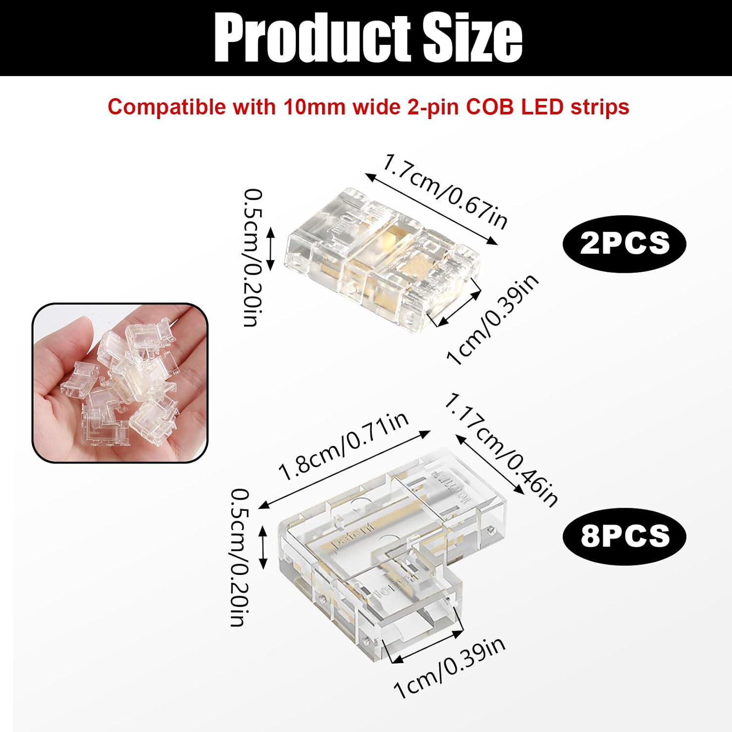 Connettori Striscia LED COB 2 Pin 10 mm (10 pz) - immagine 2