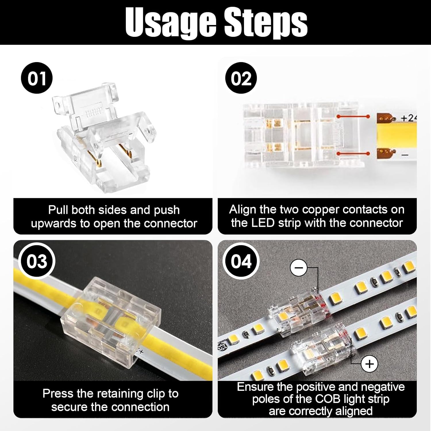 Connettori Striscia LED COB 2 Pin 10 mm (10 pz) - immagine 6
