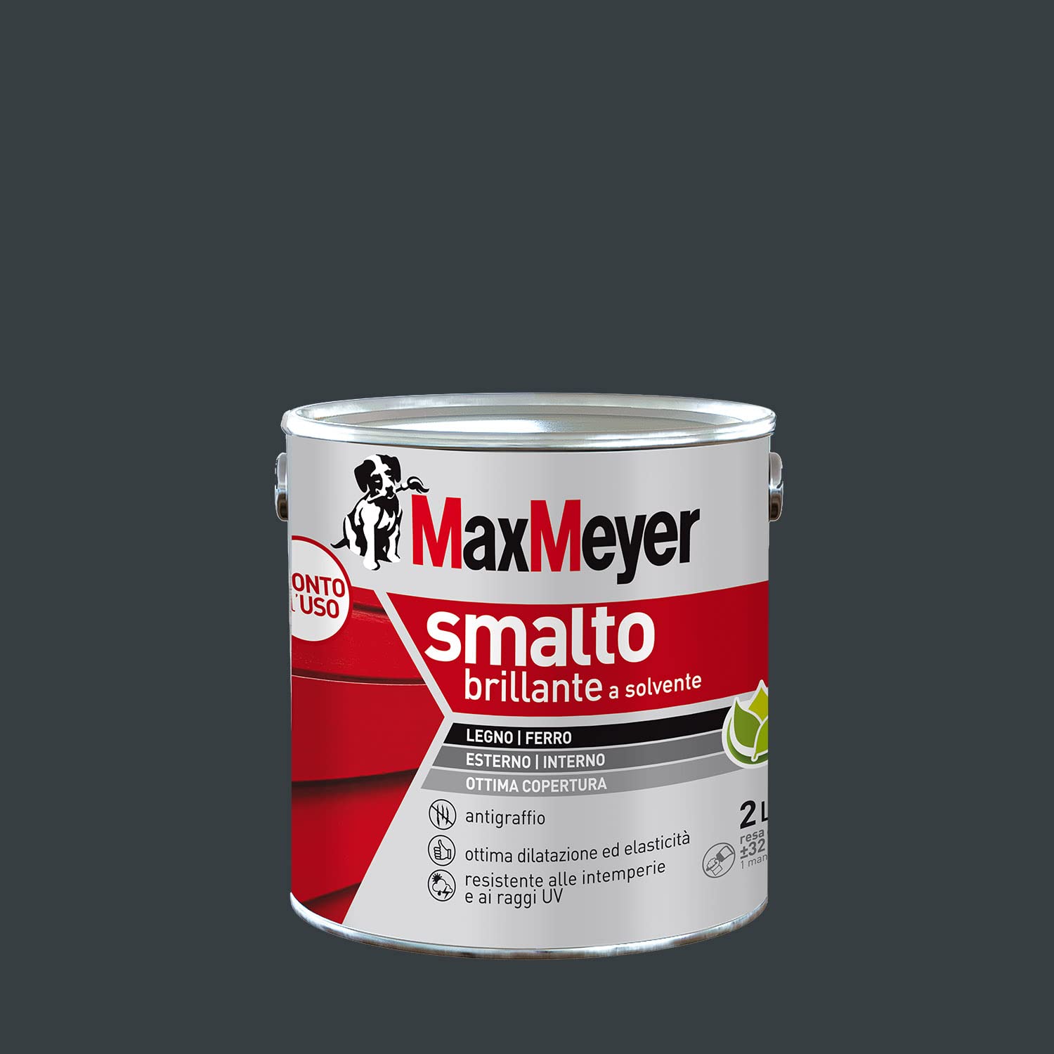 MAXMEYER Smalto a solvente per ferro e legno brillante ANTRACITE R7016 2 L