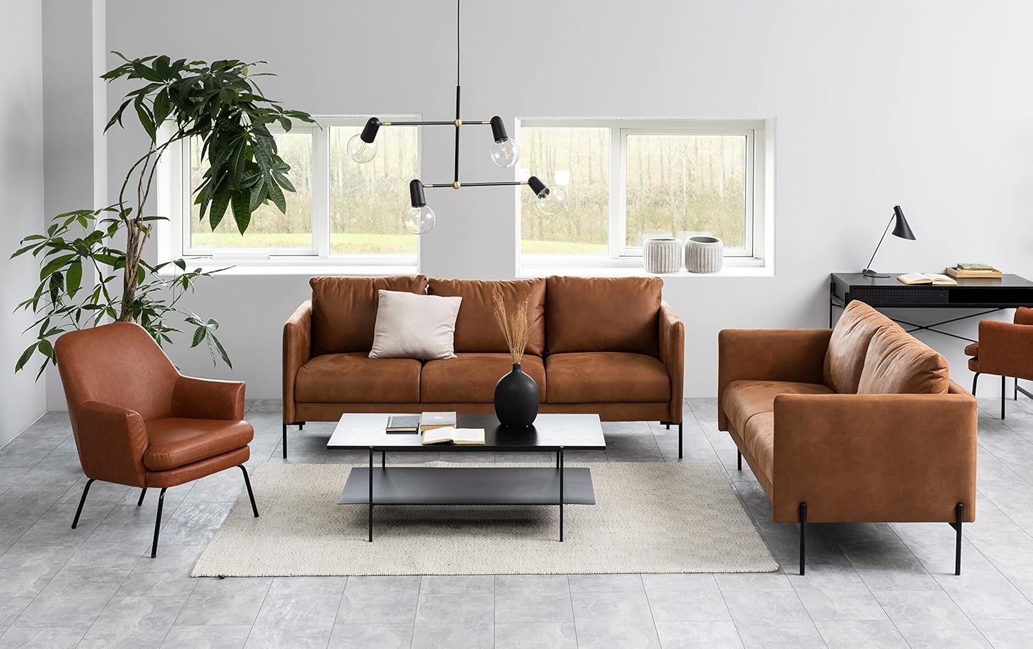 AC Design Furniture Augusta - Tavolino in legno, 40 x 115 x 60 cm, colore: Nero - immagine 2