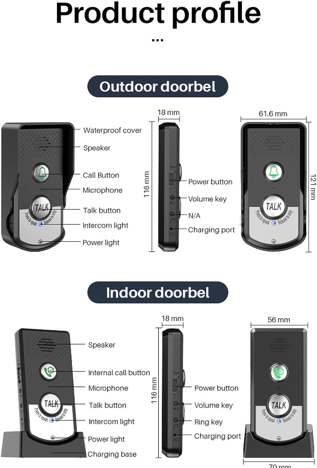Evtscan Interfono Wireless con Raggio Lungo 1500m - immagine 7