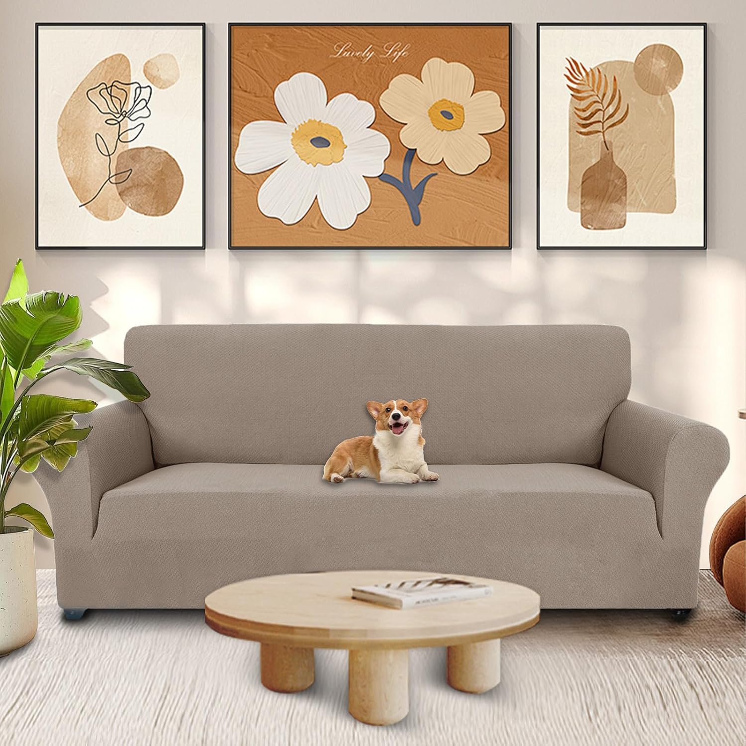 Ystyle Copridivano 3 Posti Elasticizzato, Cachi - immagine 2