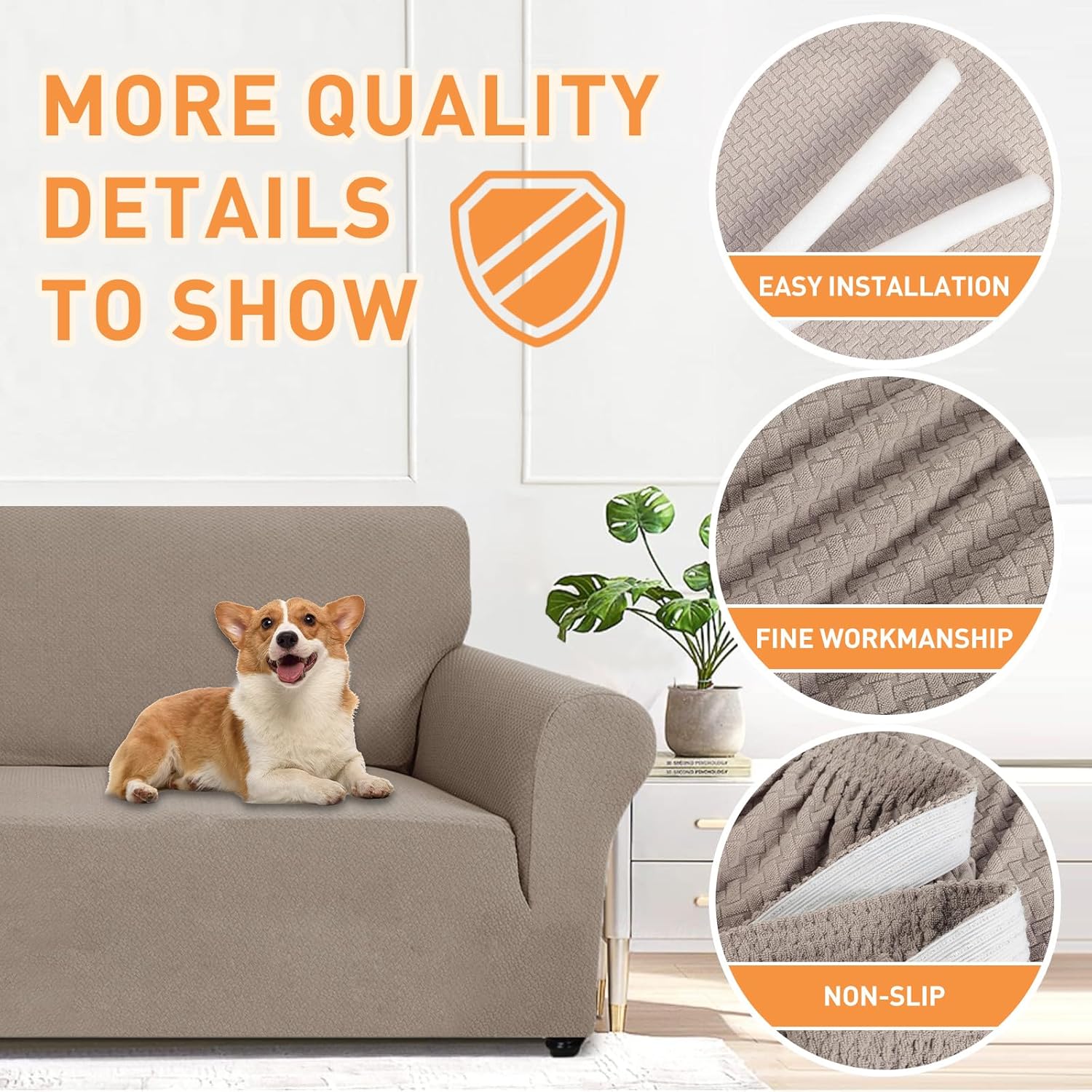 Ystyle Copridivano 3 Posti Elasticizzato, Cachi - immagine 5