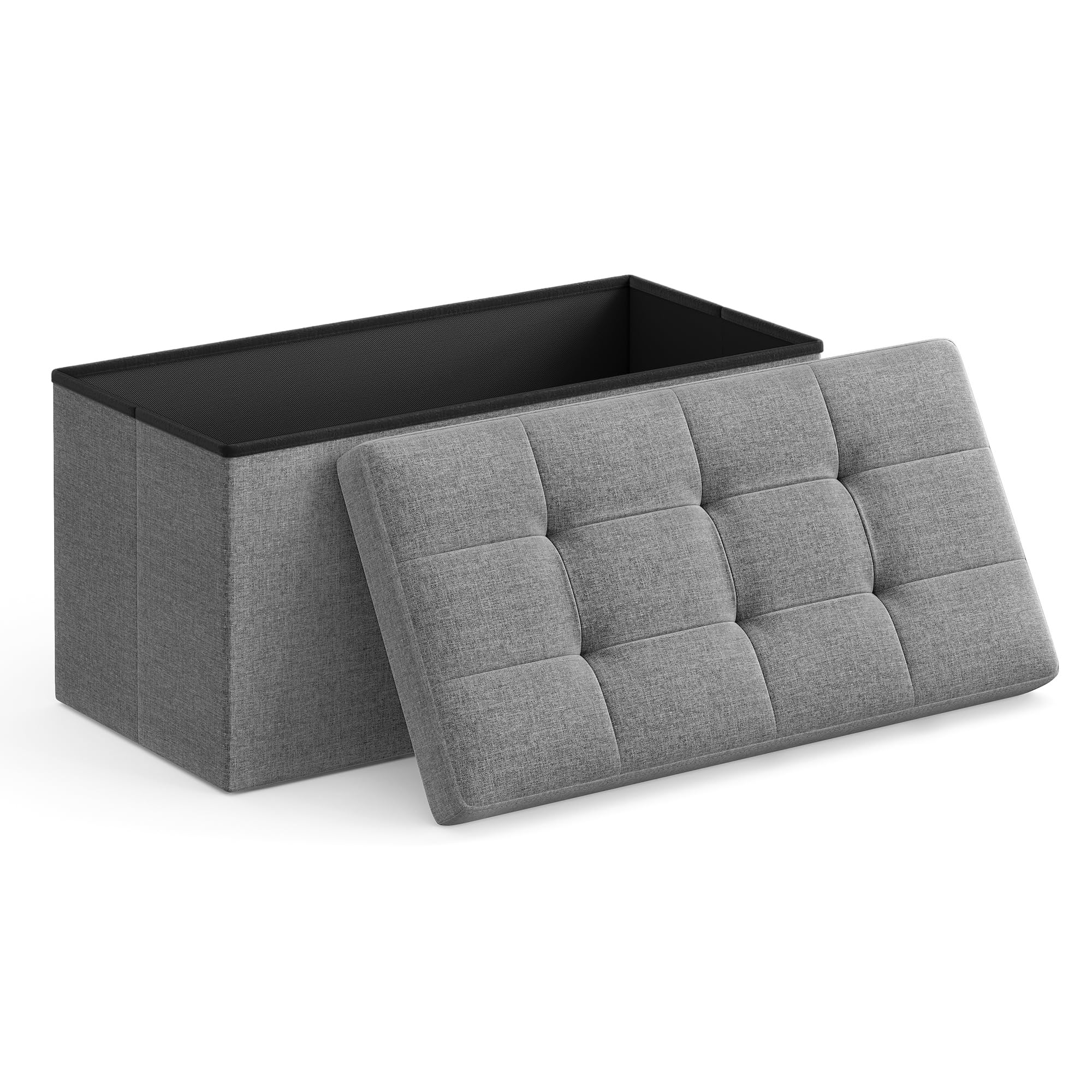 SONGMICS MAZIE Cassapanca Pouf Contenitore 76cm, Grigio Chiaro