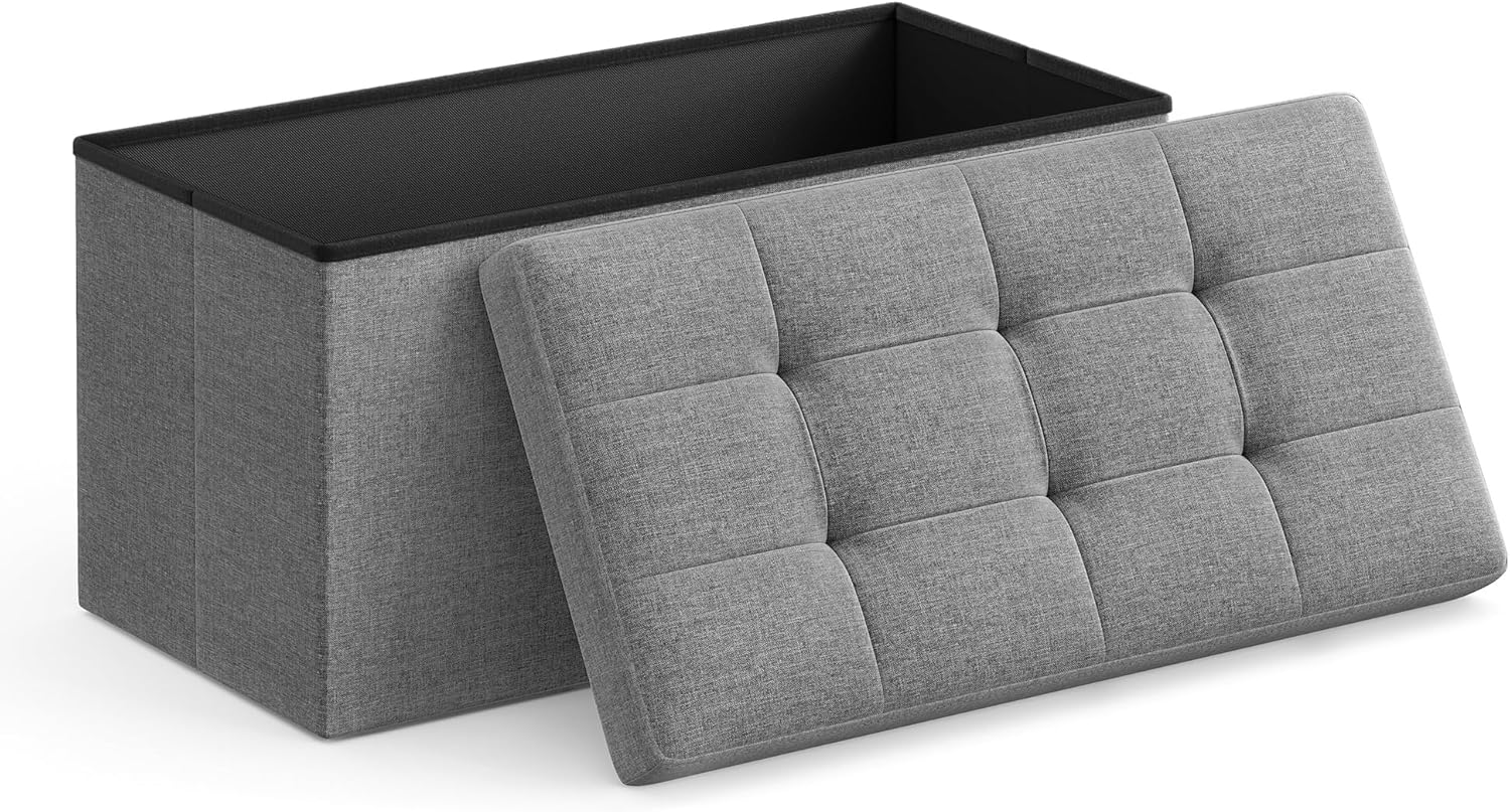 SONGMICS MAZIE Cassapanca Pouf Contenitore 76cm, Grigio Chiaro - immagine 1