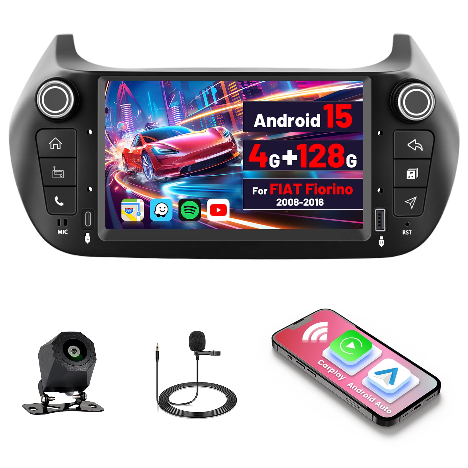 Inefala Autoradio Android 15 4G+128G per FIAT Fiorino