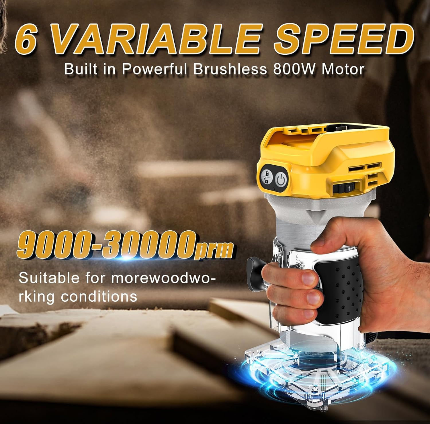 Wingfly Fresatrice per Bordi a Batteria per Dewalt 18V/20V - immagine 3