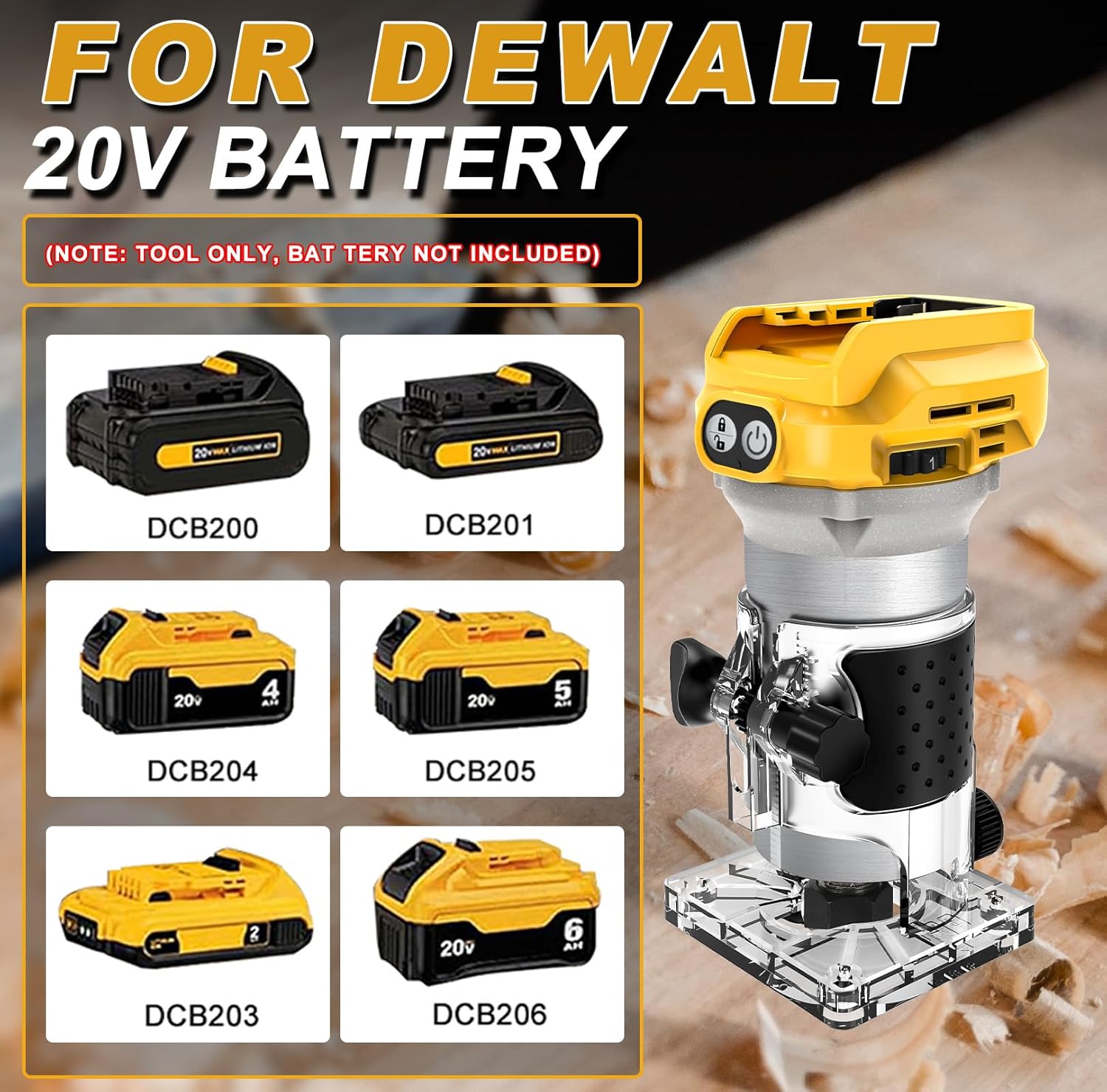 Wingfly Fresatrice per Bordi a Batteria per Dewalt 18V/20V - immagine 4
