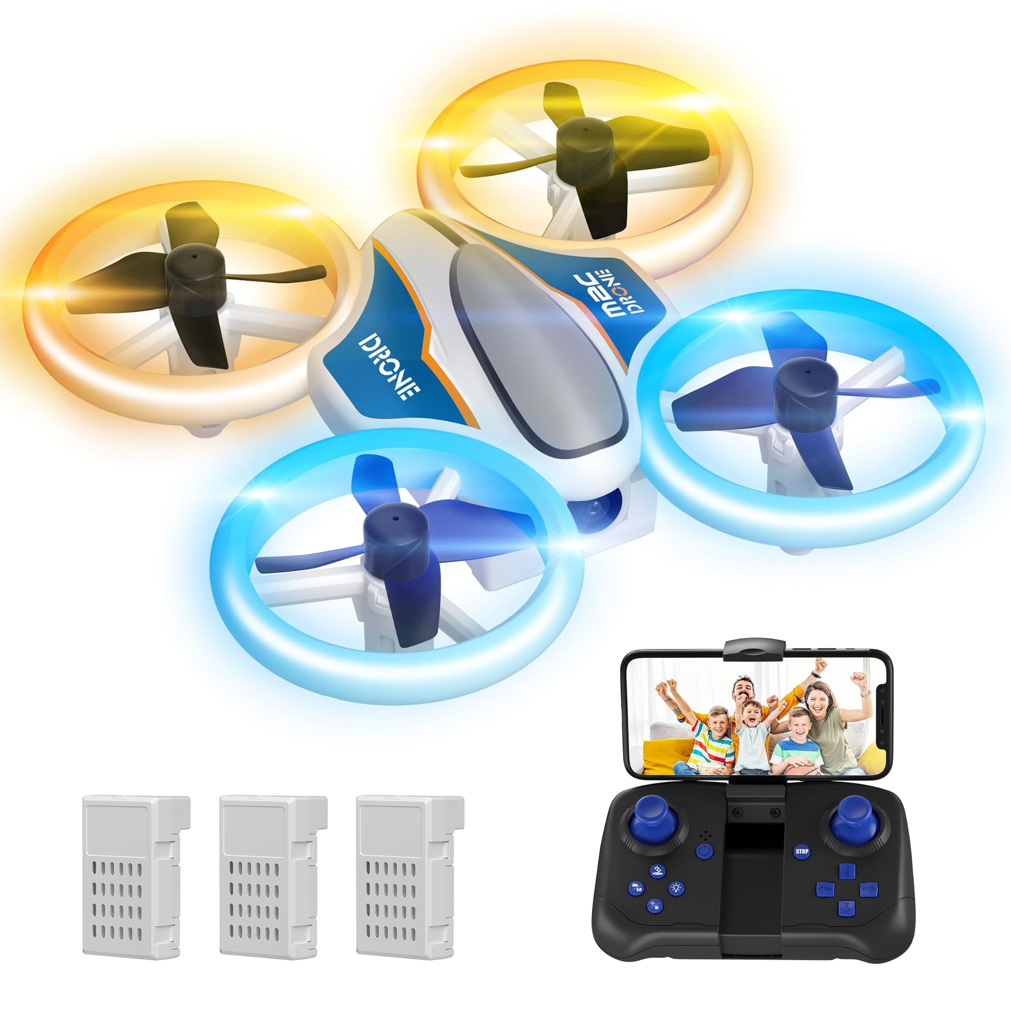Mini Drone con Telecamera 1080P HD e Luci LED, Arancia