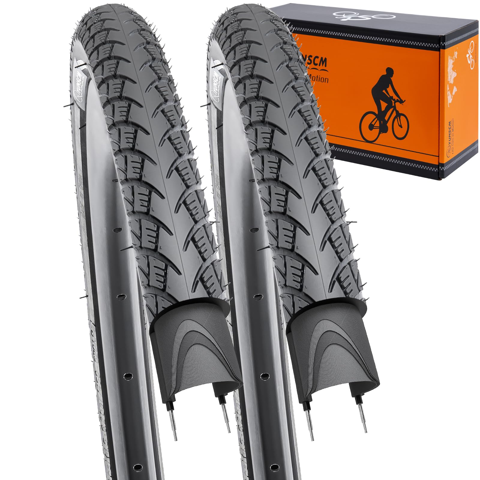 YUNSCM 700C Lightweight bicicletta pneumatici 700x40C (ETRTO 42-622) 60TPI Nylon, Puncture-Resistant, Reflective Wall Compatible with bicicletta pneumatici 700x38C/39C/40C/41C/42C- 2 PCS (Y-579)