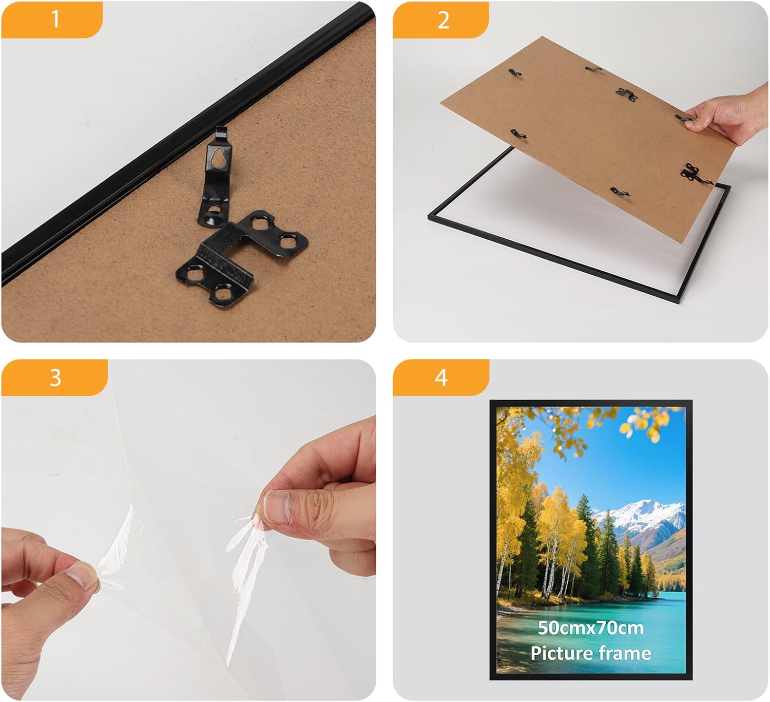 Cornice 50x70 da Parete in Alluminio Nera - Set da 3 Pezzi - immagine 3