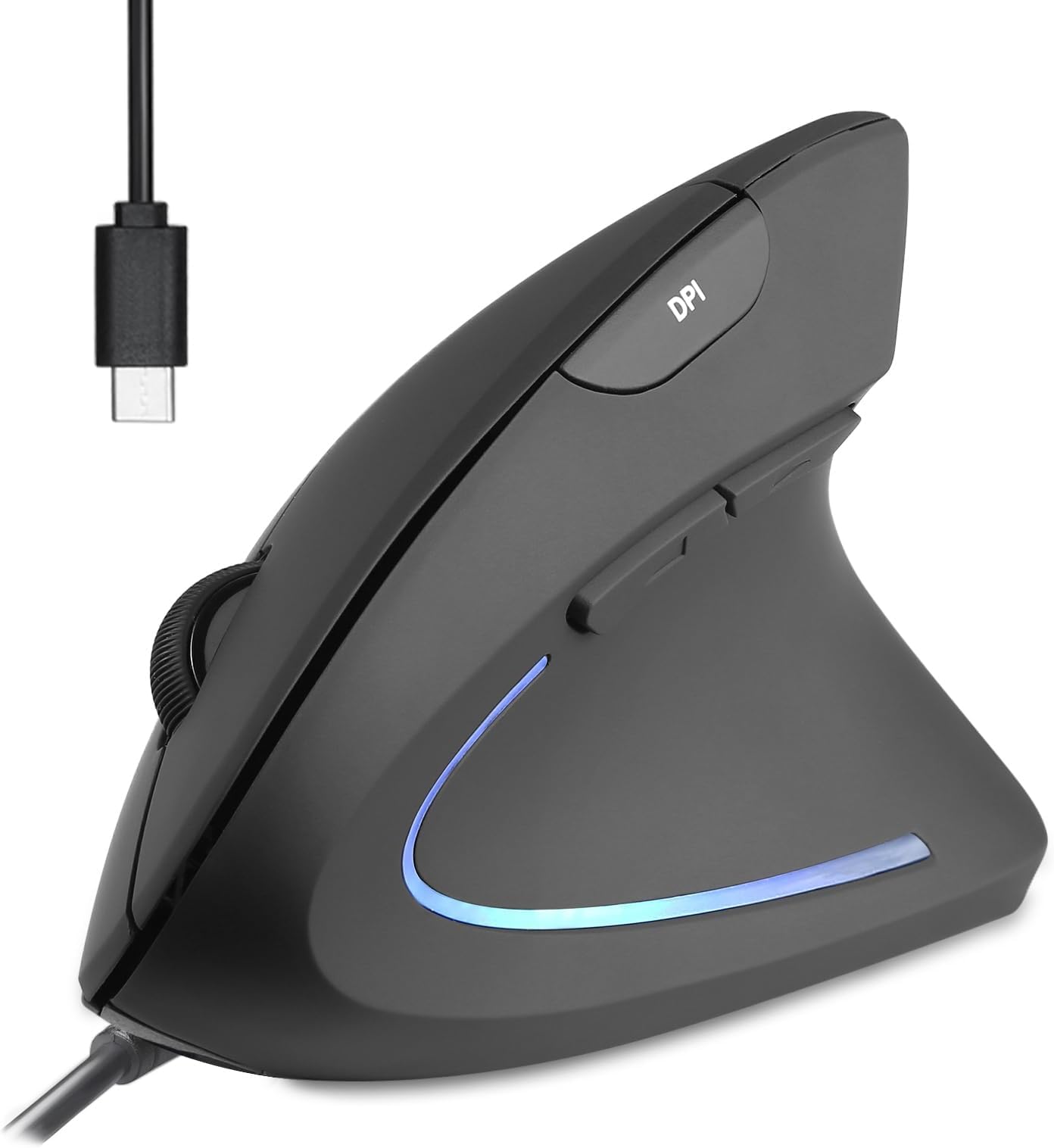 Perixx PERIMICE-513C Mouse Verticale Cablato USB-C, Nero