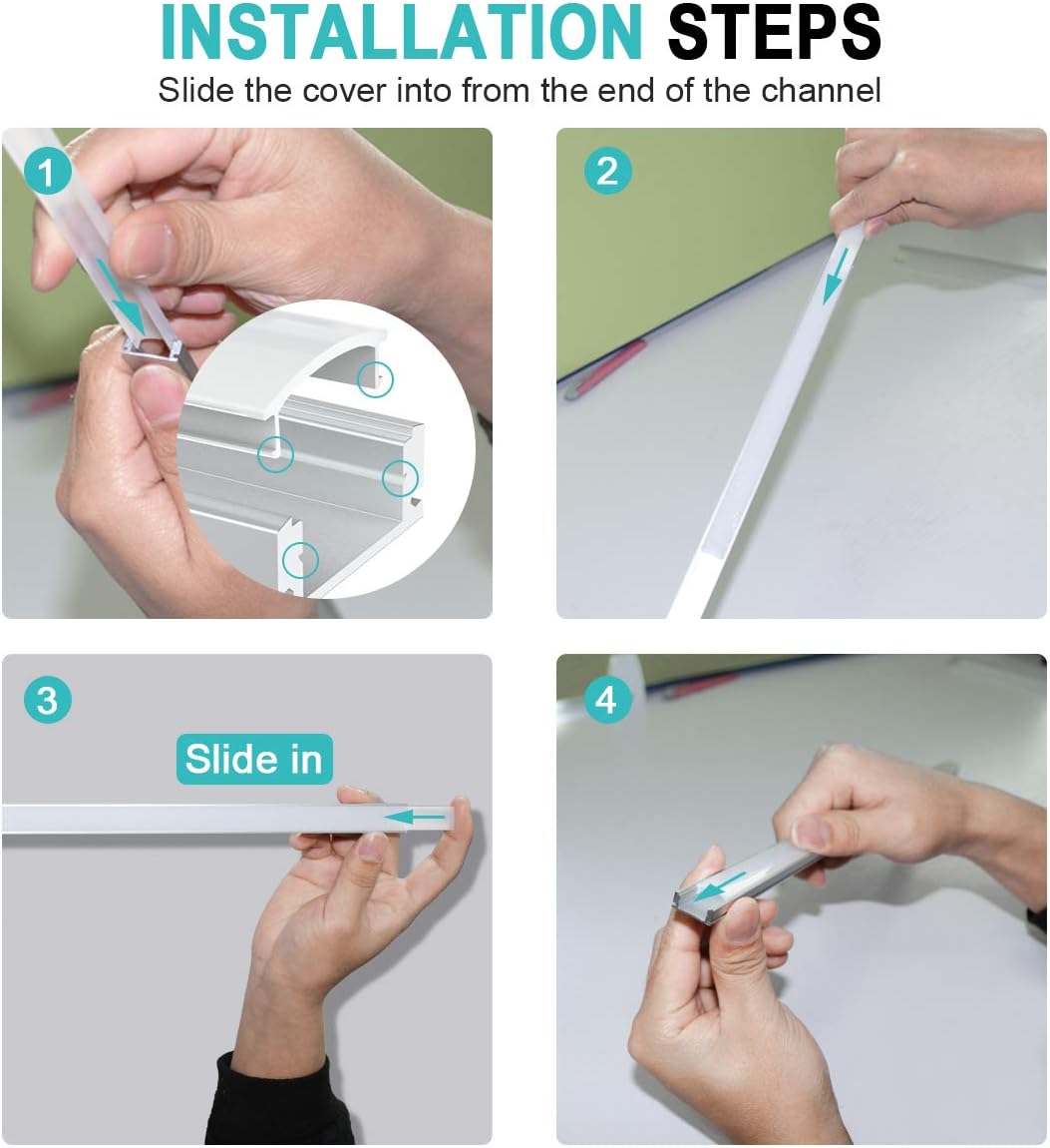 Chesbung Profilo LED Alluminio U 1m x 6 Pack - immagine 4