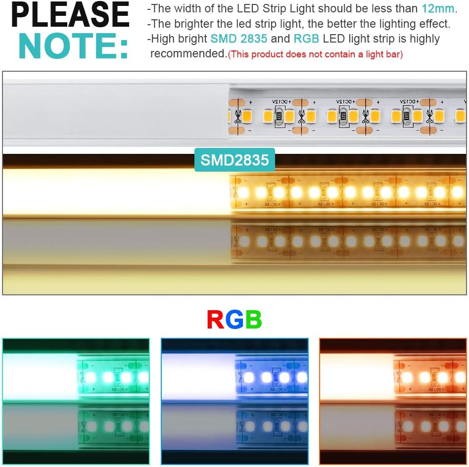 Chesbung Profilo LED Alluminio U 1m x 6 Pack - immagine 5