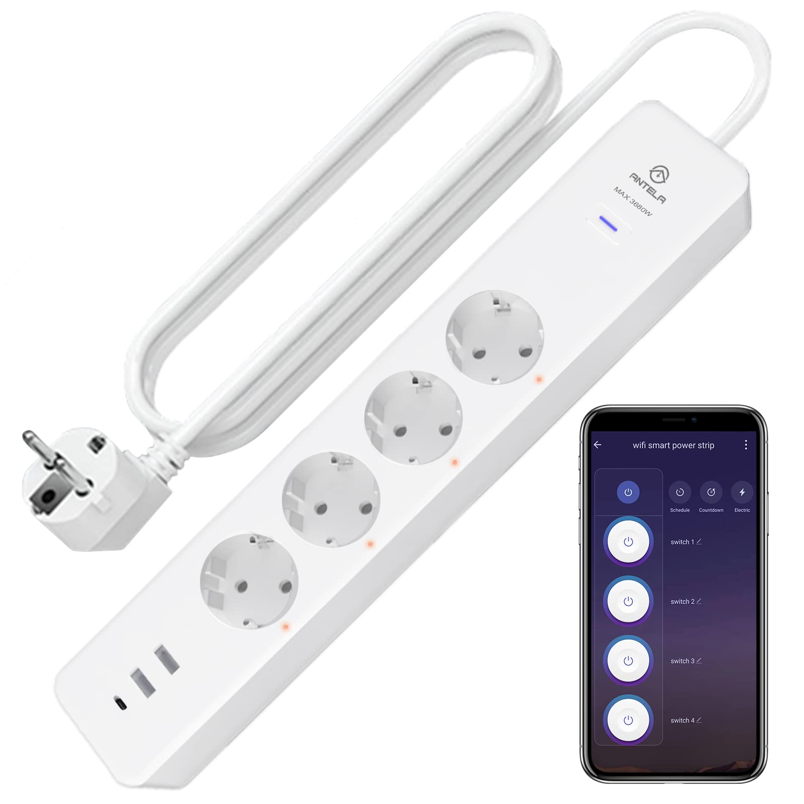 Ciabatta MultiPresa Smart Alexa 4 AC + 3 USB