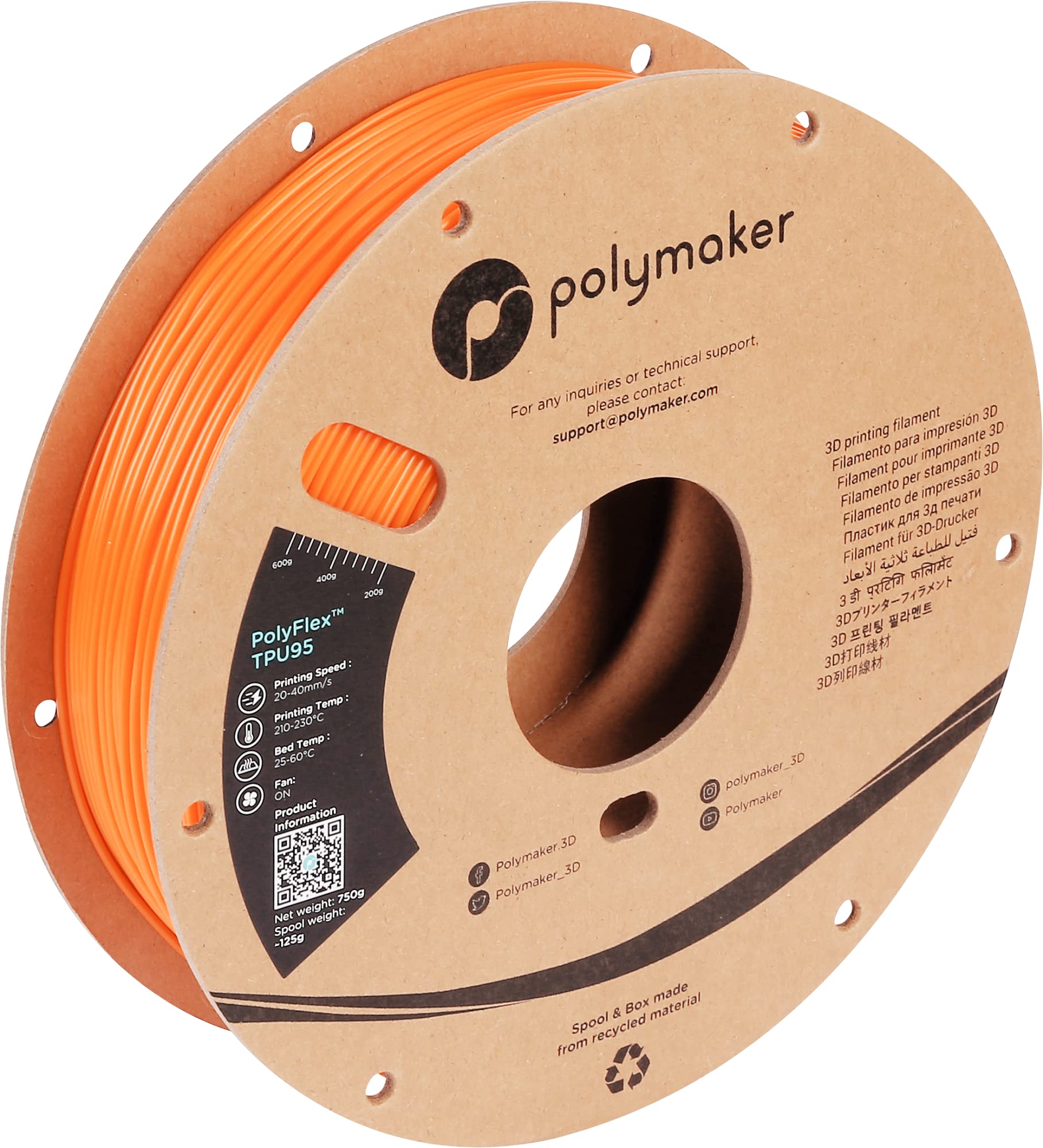 Polymaker PolyFlex TPU-95A Orange - 1,75mm - 750g