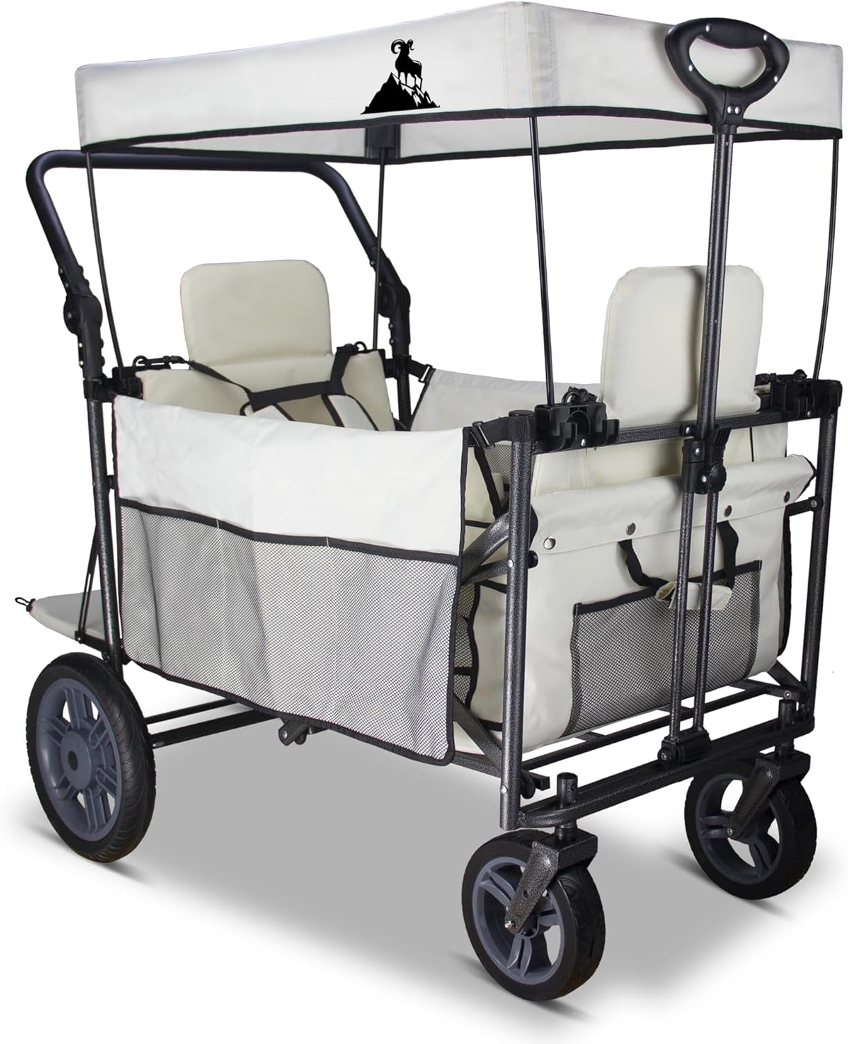 Topwell Carrello Pieghevole con Tetto e Freni, Beige