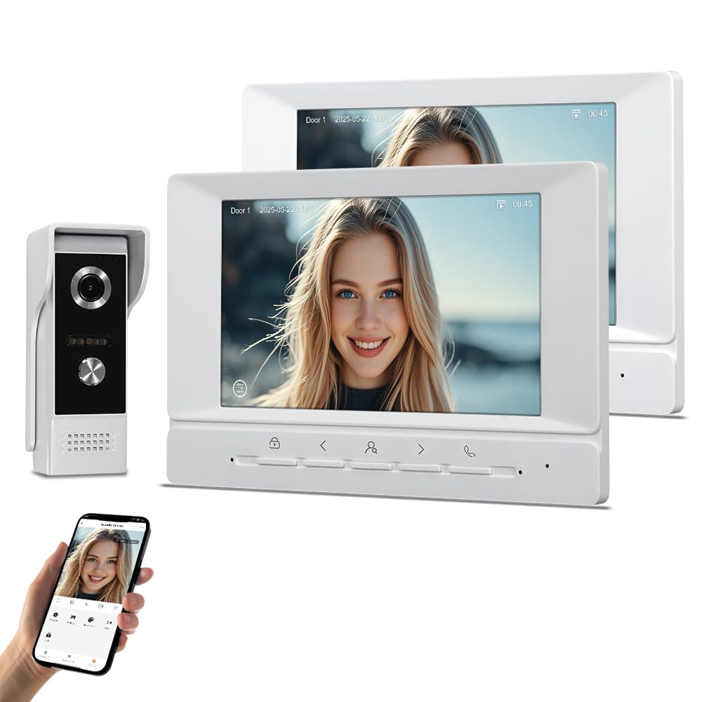 Qttyelok Wi-Fi Videocitofono 7 Pollici 1080P HD