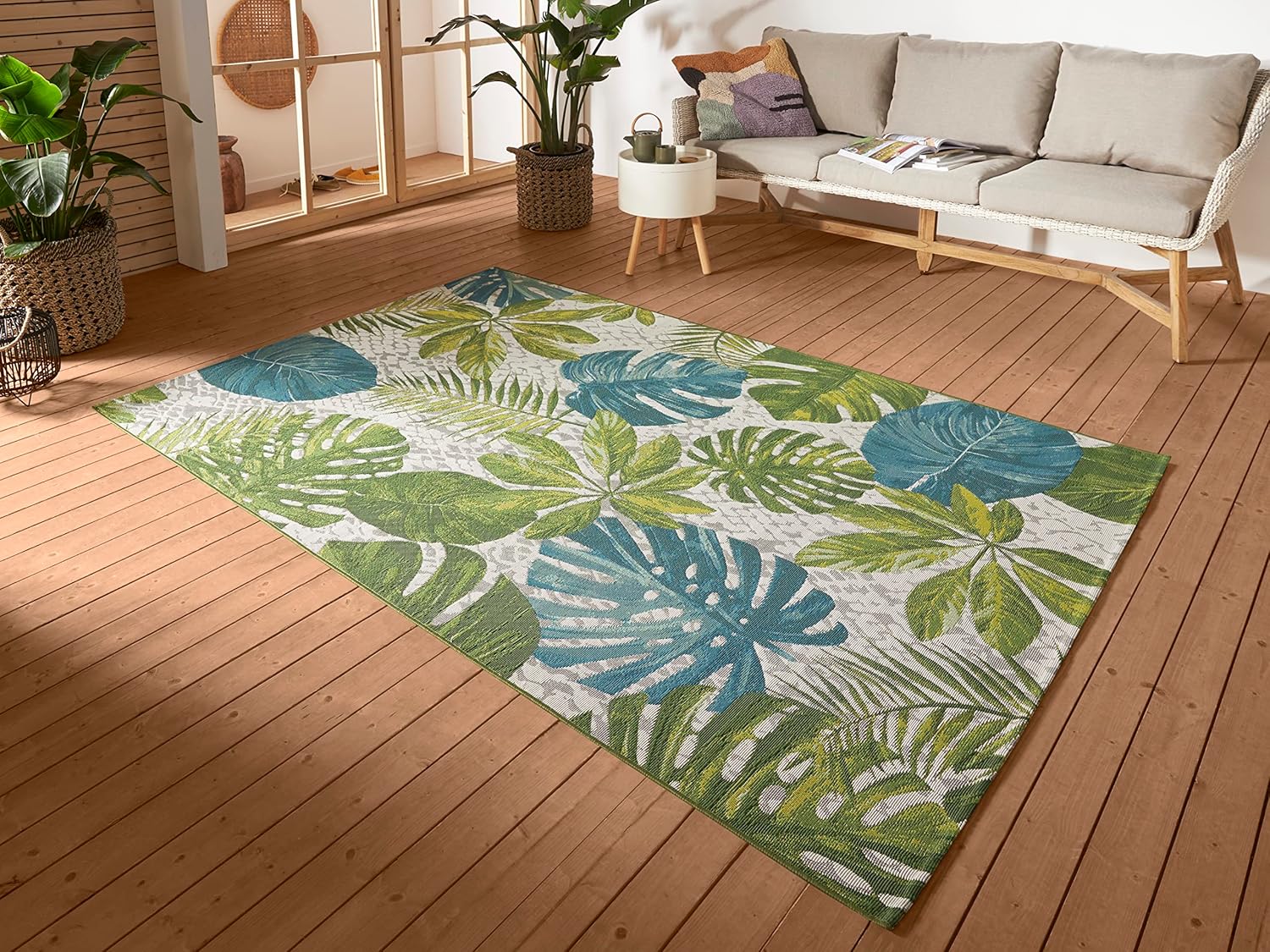 Hanse Home Tropical Leaves - Tappeto Interni/Esterni, Turchese