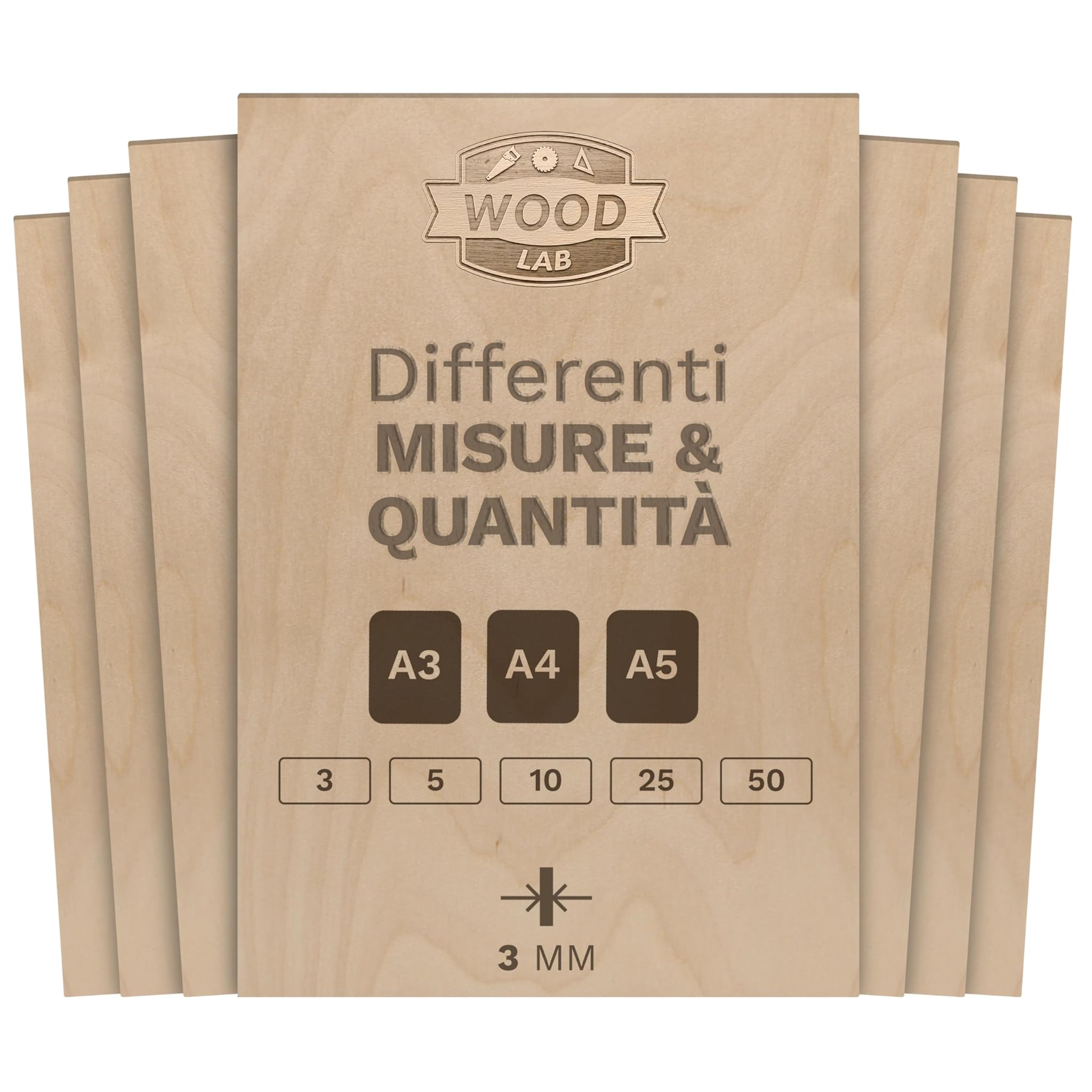 Wood Lab 50 Pannelli Compensato Betulla A4 3mm