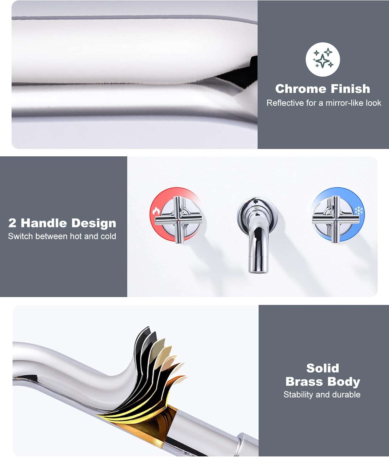 Iviga Rubinetto Lavabo a Parete Girevole 360° Cromo - immagine 2