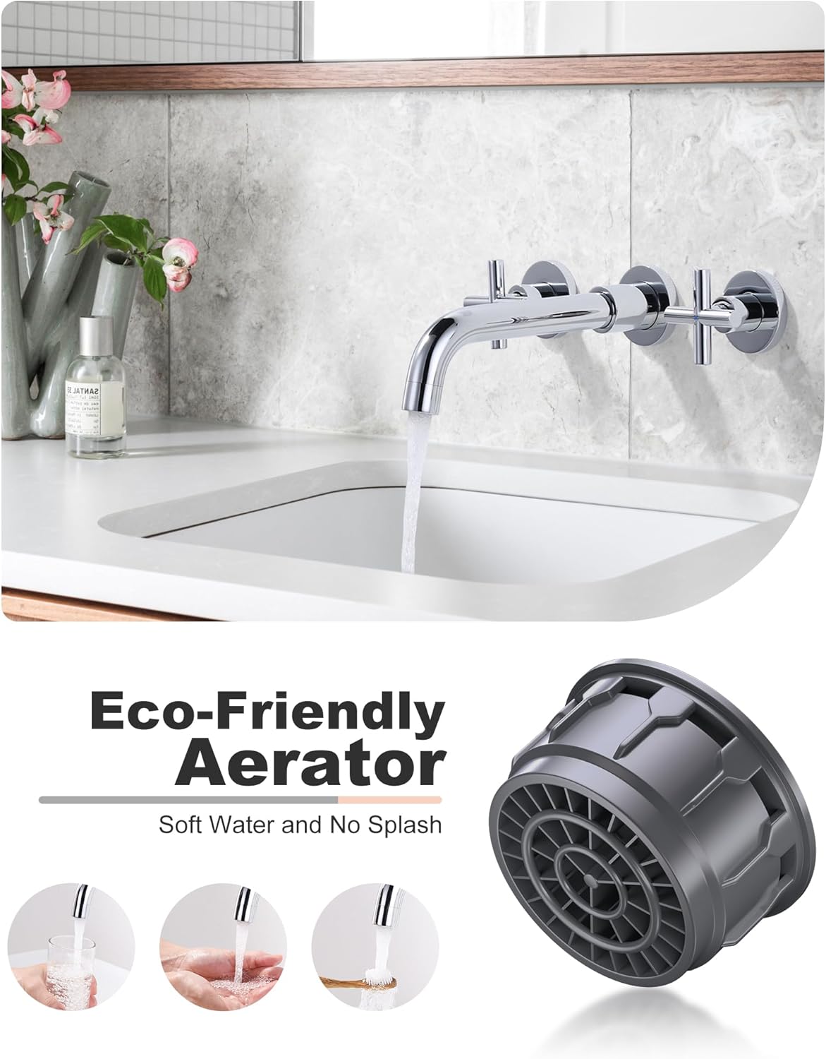 Iviga Rubinetto Lavabo a Parete Girevole 360° Cromo - immagine 3