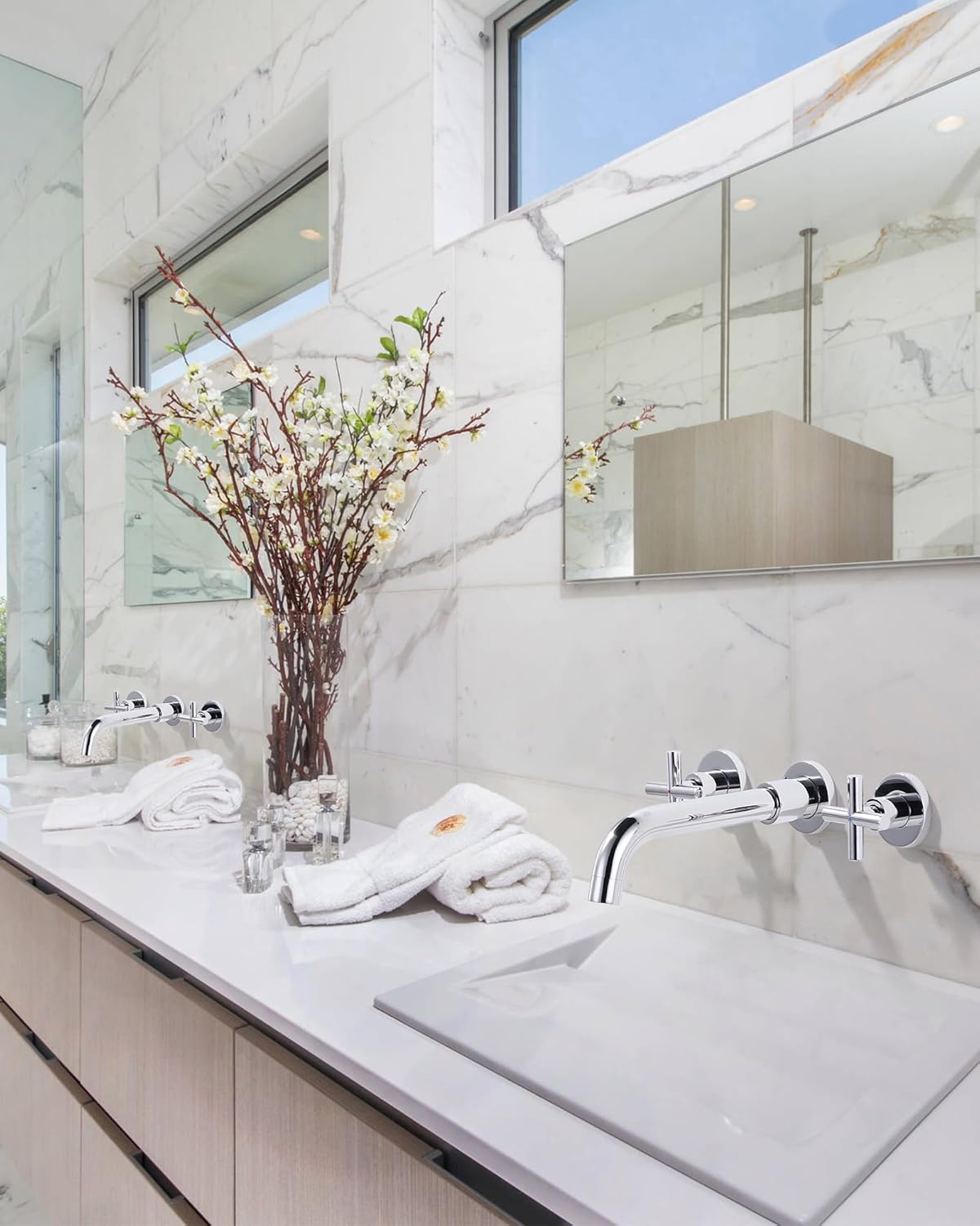 Iviga Rubinetto Lavabo a Parete Girevole 360° Cromo - immagine 7