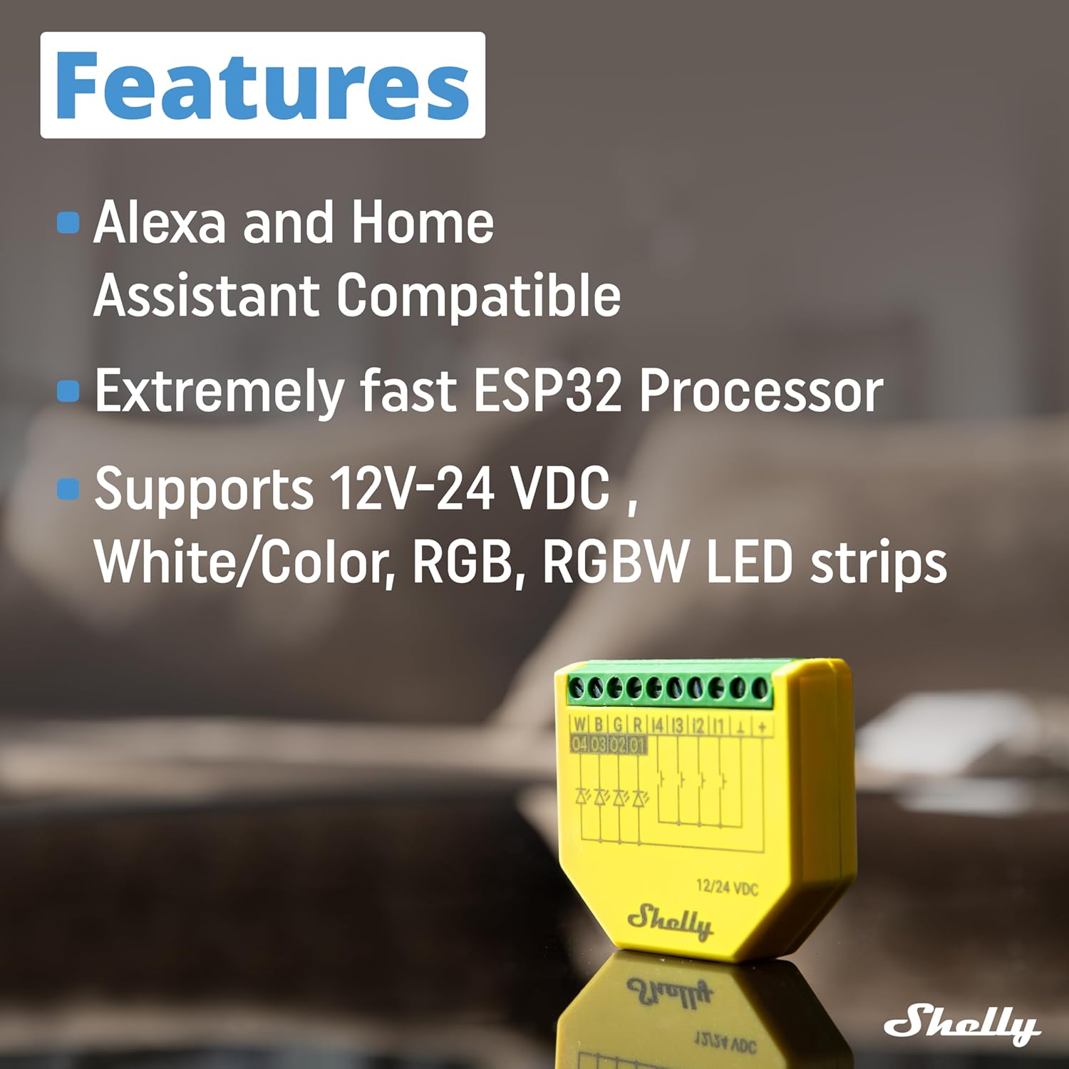 Shelly Plus RGBW PM - Modulo Controllo LED Wi-Fi & Bluetooth - immagine 3