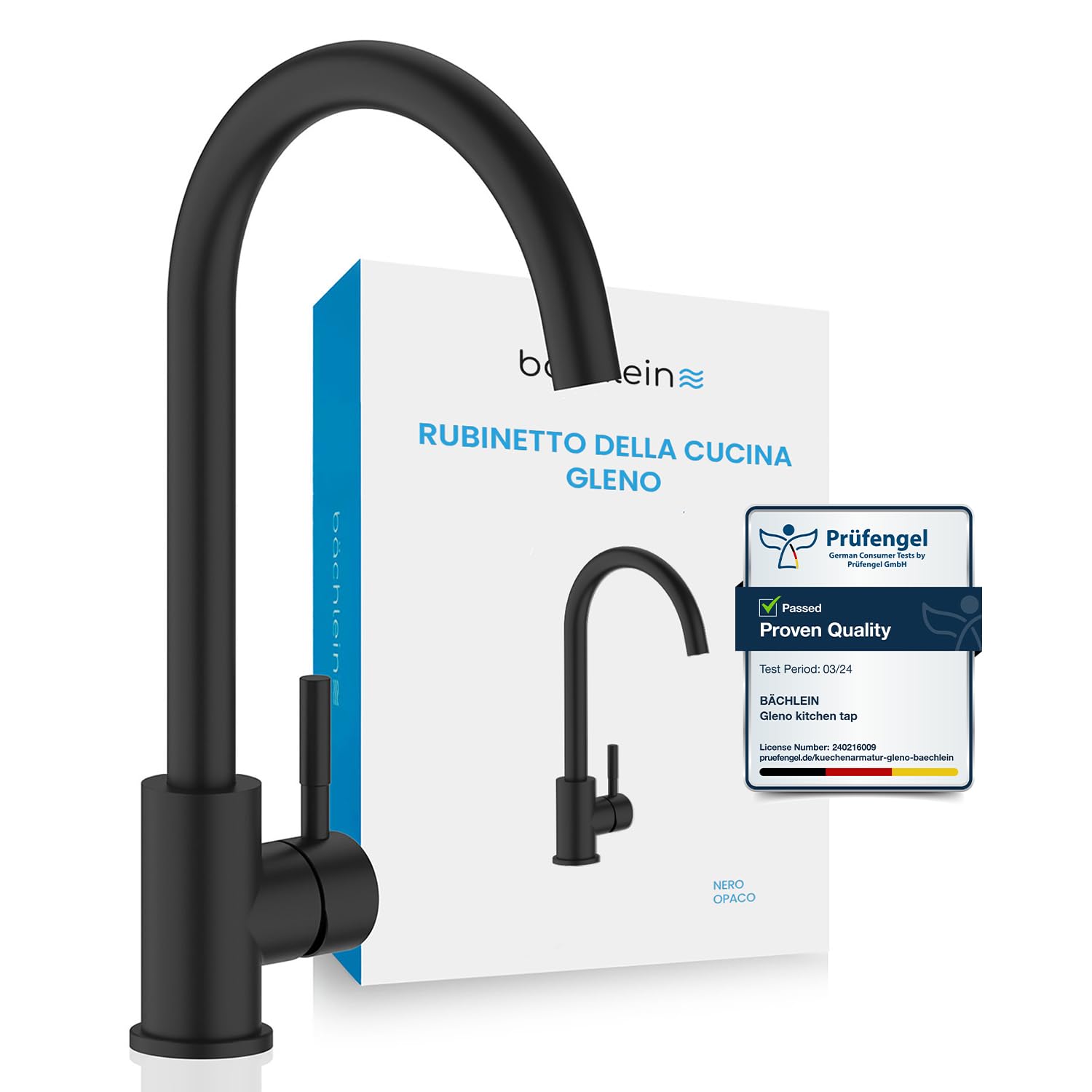 Bächlein Rubinetto da Cucina Girevole a 360 Gradi, Nero Opaco