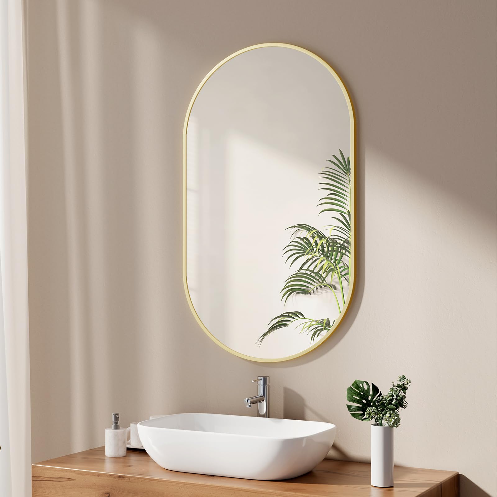 Emke Specchio da Bagno Ovale 60x100cm, Cornice Dorata