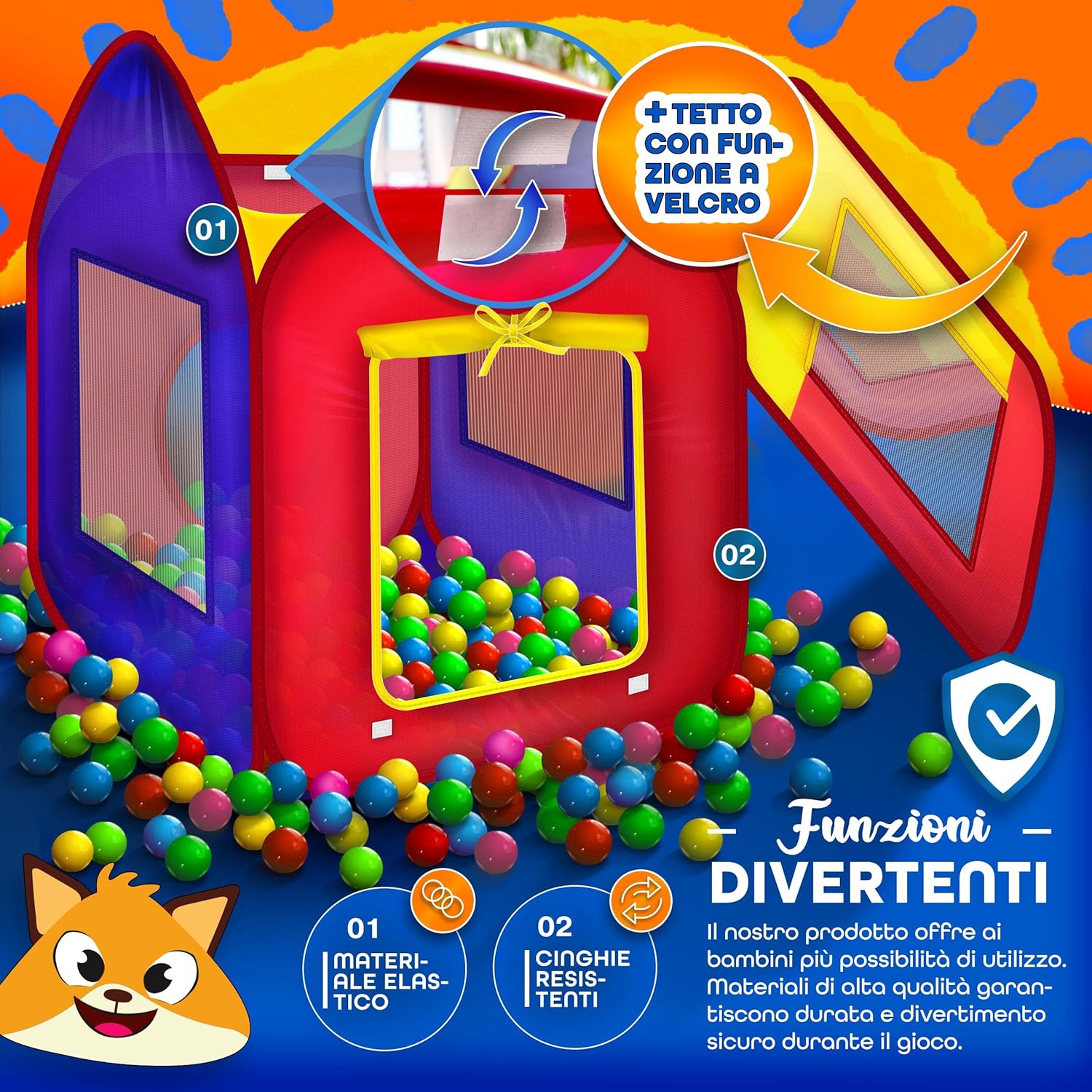 Kiduku® Tenda da Gioco Pop Up con 200 Palline - immagine 2