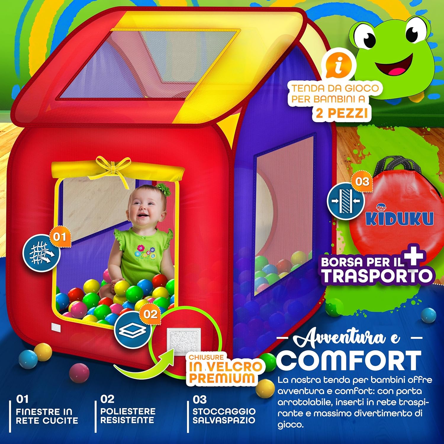 Kiduku® Tenda da Gioco Pop Up con 200 Palline - immagine 3