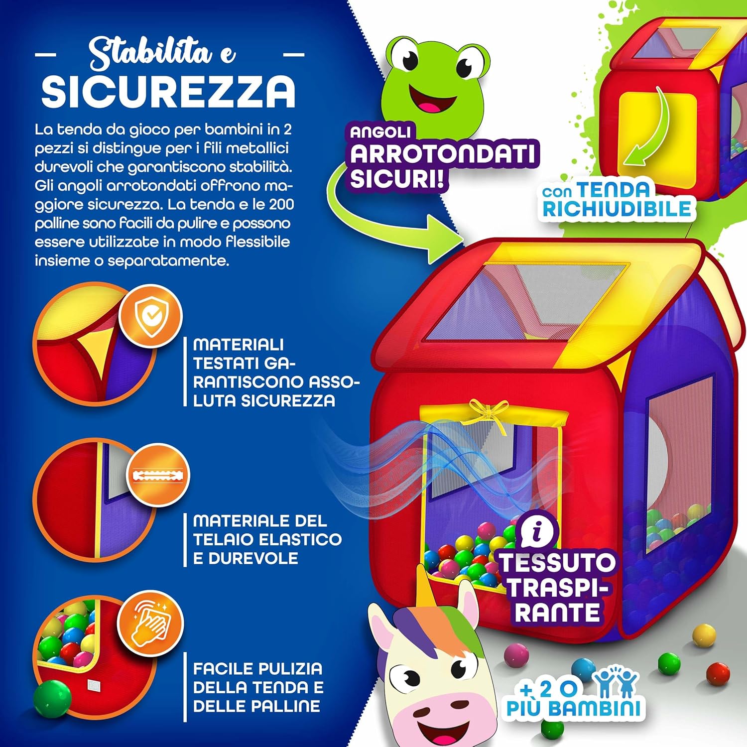 Kiduku® Tenda da Gioco Pop Up con 200 Palline - immagine 5