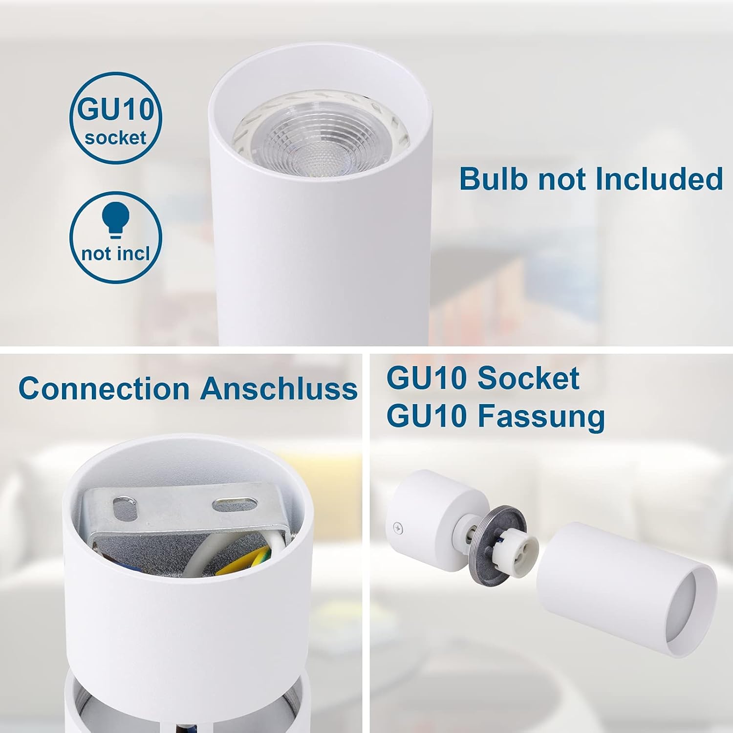 Klighten 2 Pcs Faretti a Soffitto Orientabili GU10 - immagine 3