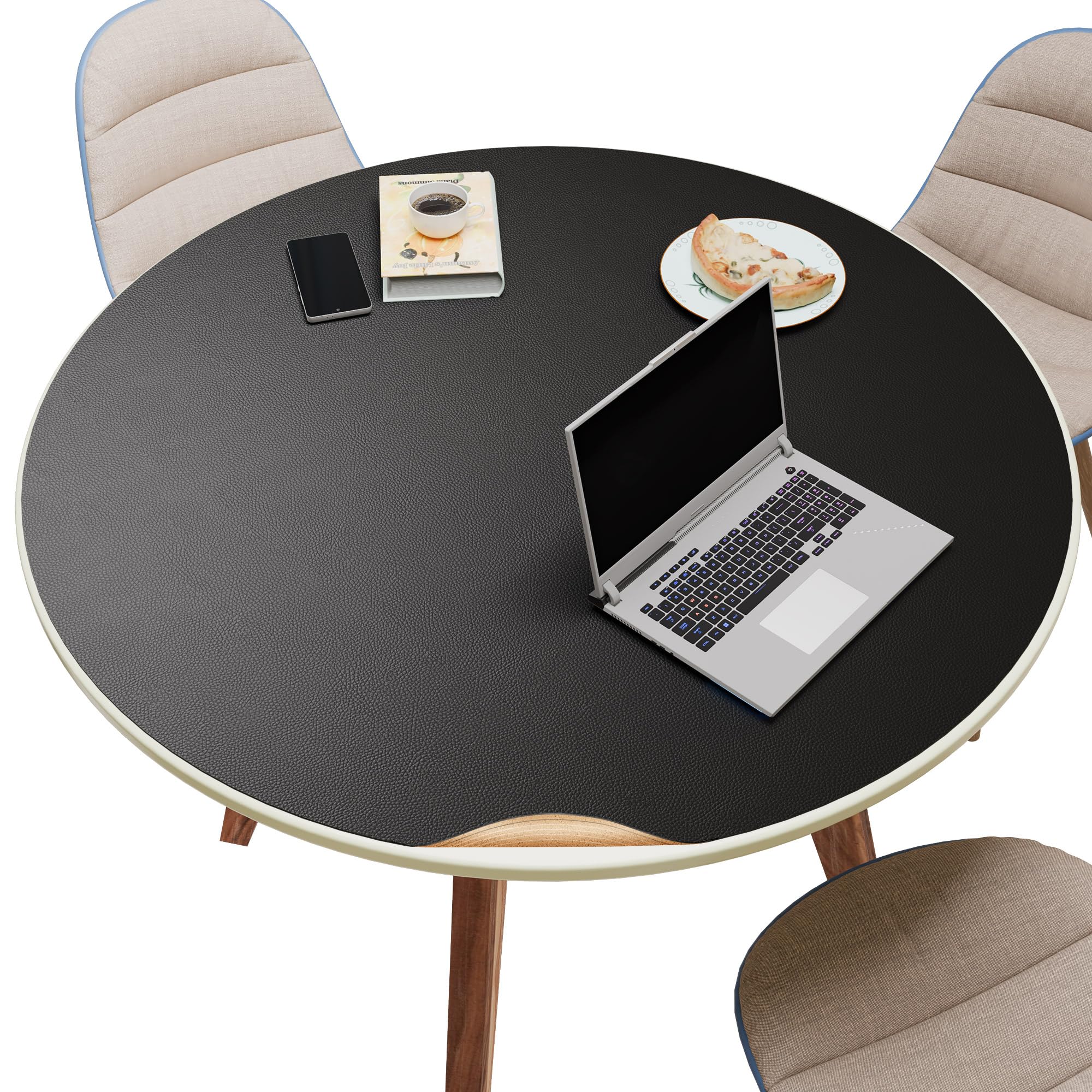 Maidern Tovaglietta Rotonda in Pelle 91cm con Guida di Taglio