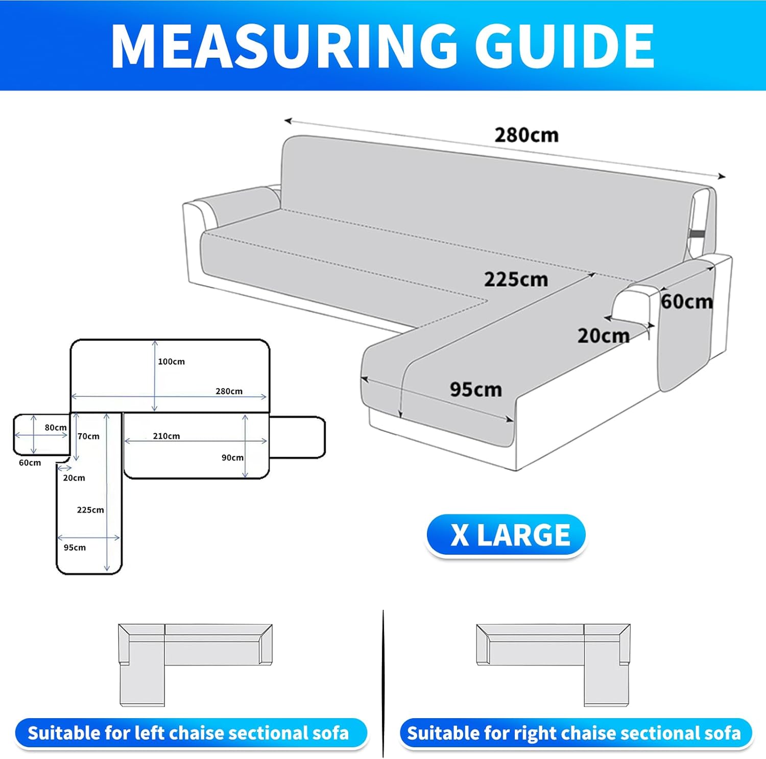 CYCMACO Copridivano 4 Posti con Penisola, Grigio Chiaro - immagine 3