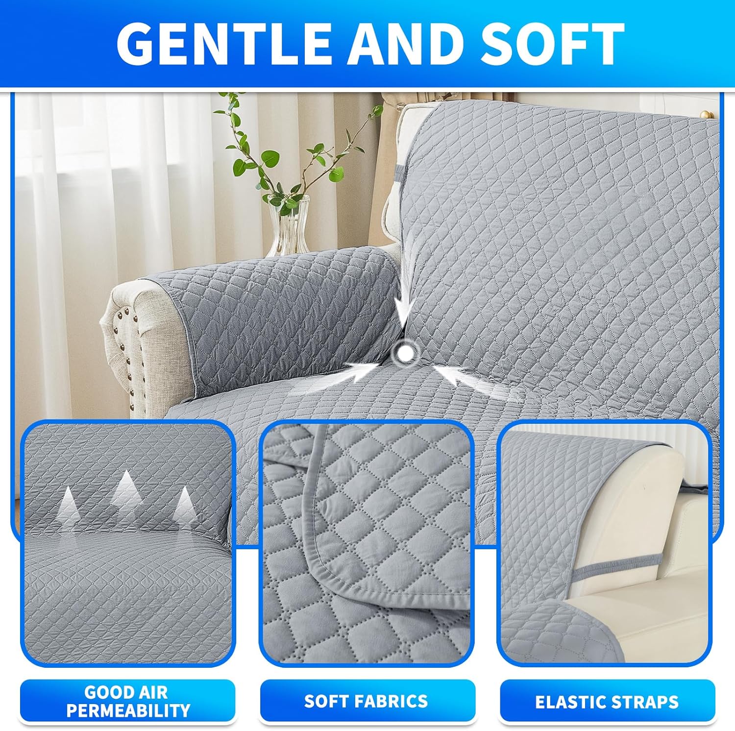 CYCMACO Copridivano 4 Posti con Penisola, Grigio Chiaro - immagine 5